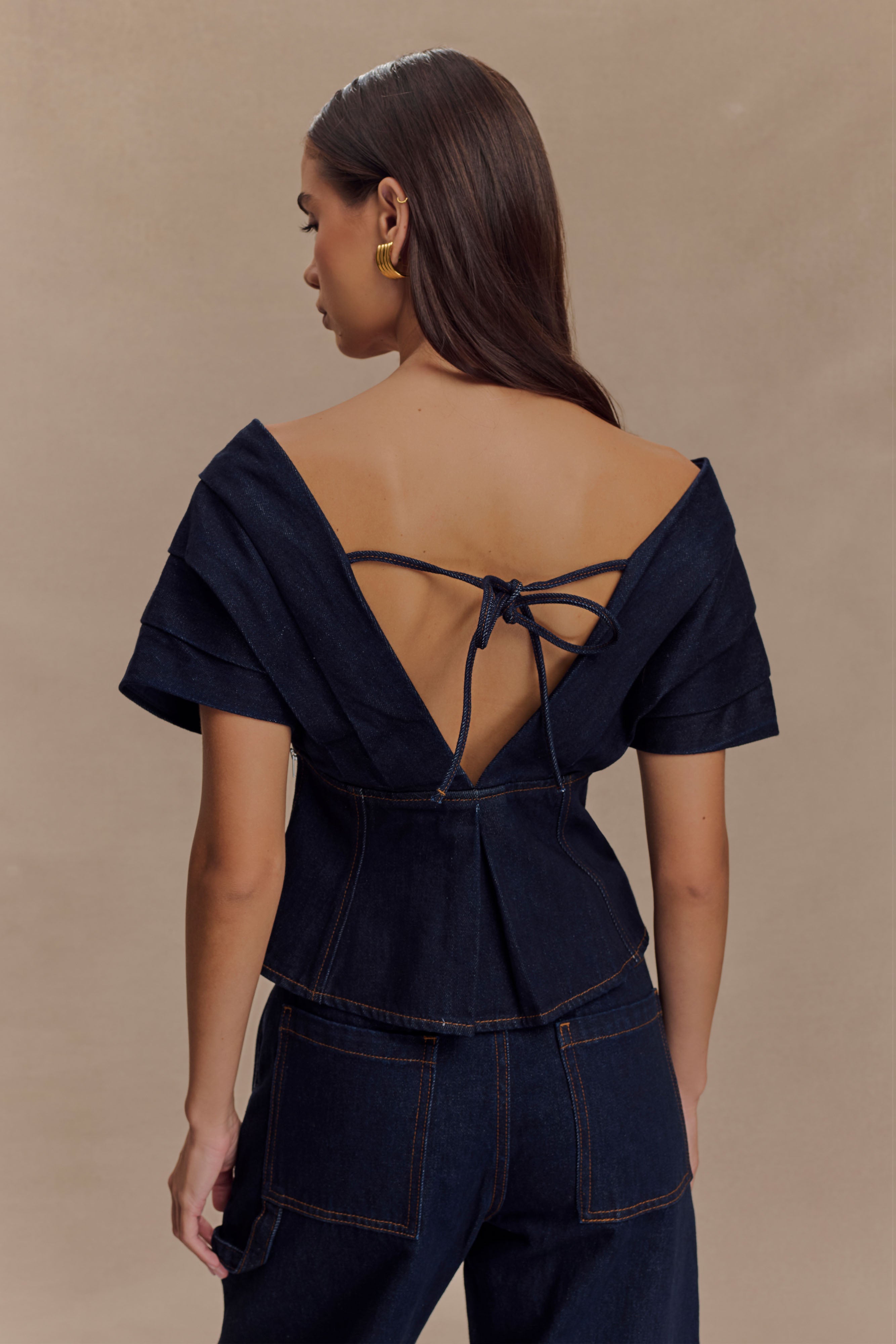 Alternative view of Rayne Off Shoulder Denim Top - Indigo Blue