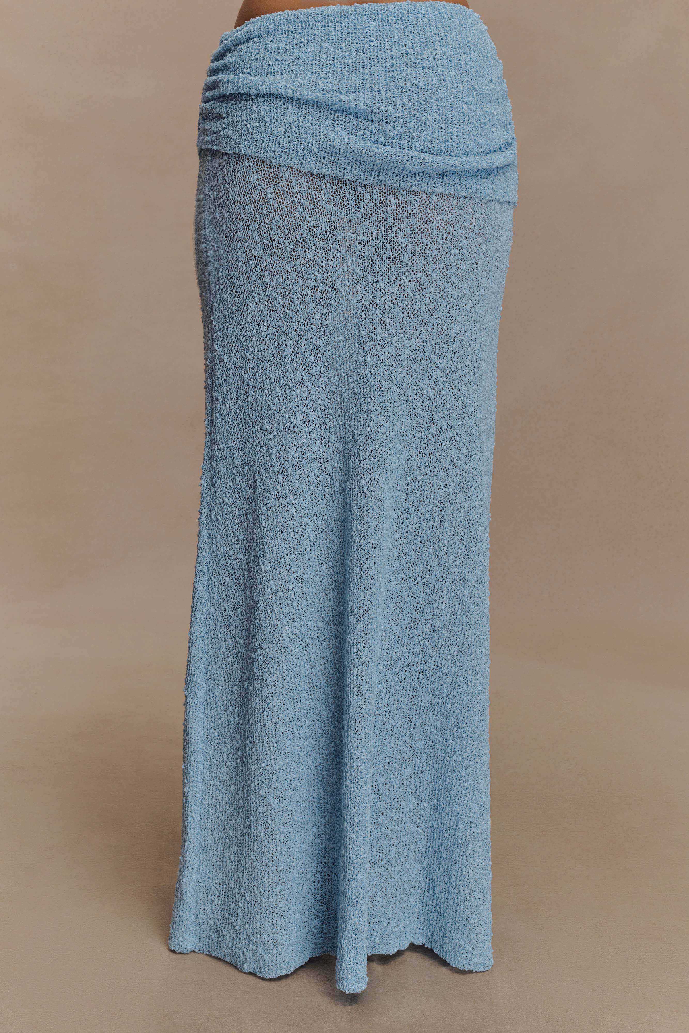 Petra Ruched Knit Maxi Skirt - Light Blue - Image 6