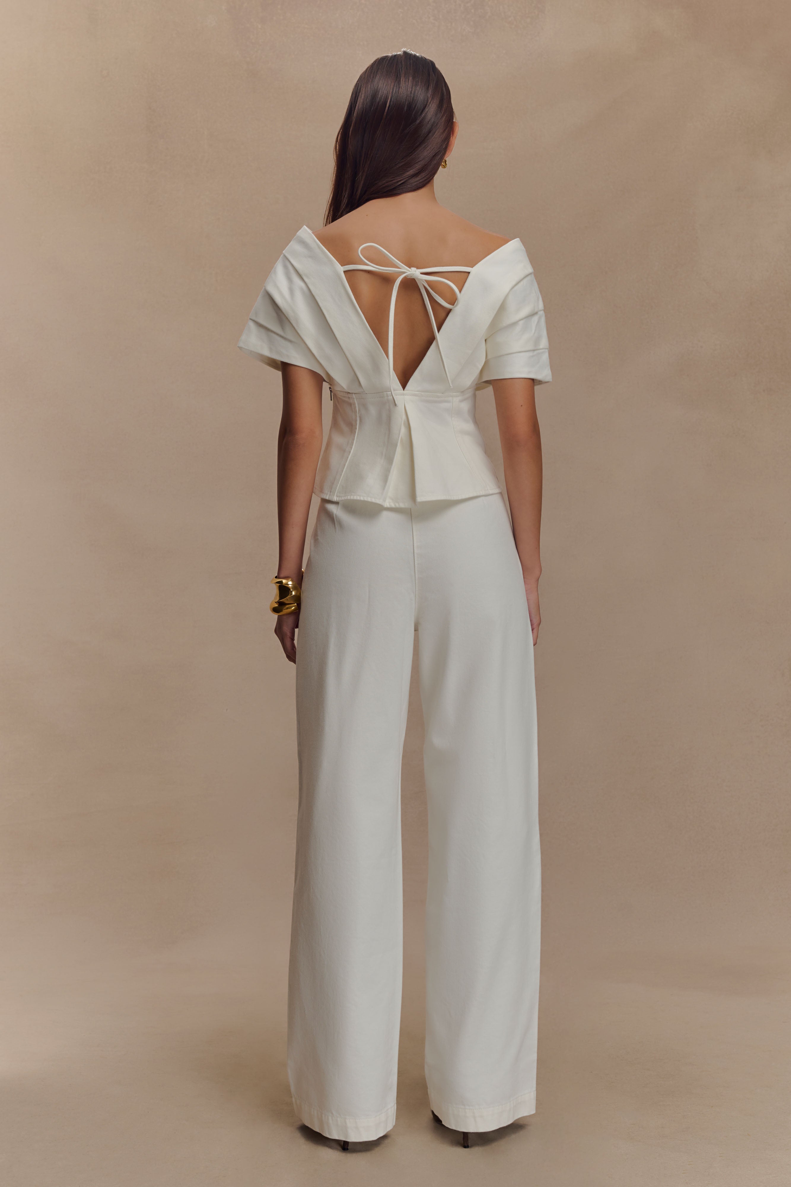 Rayne Off Shoulder Denim Top - White - Image 5