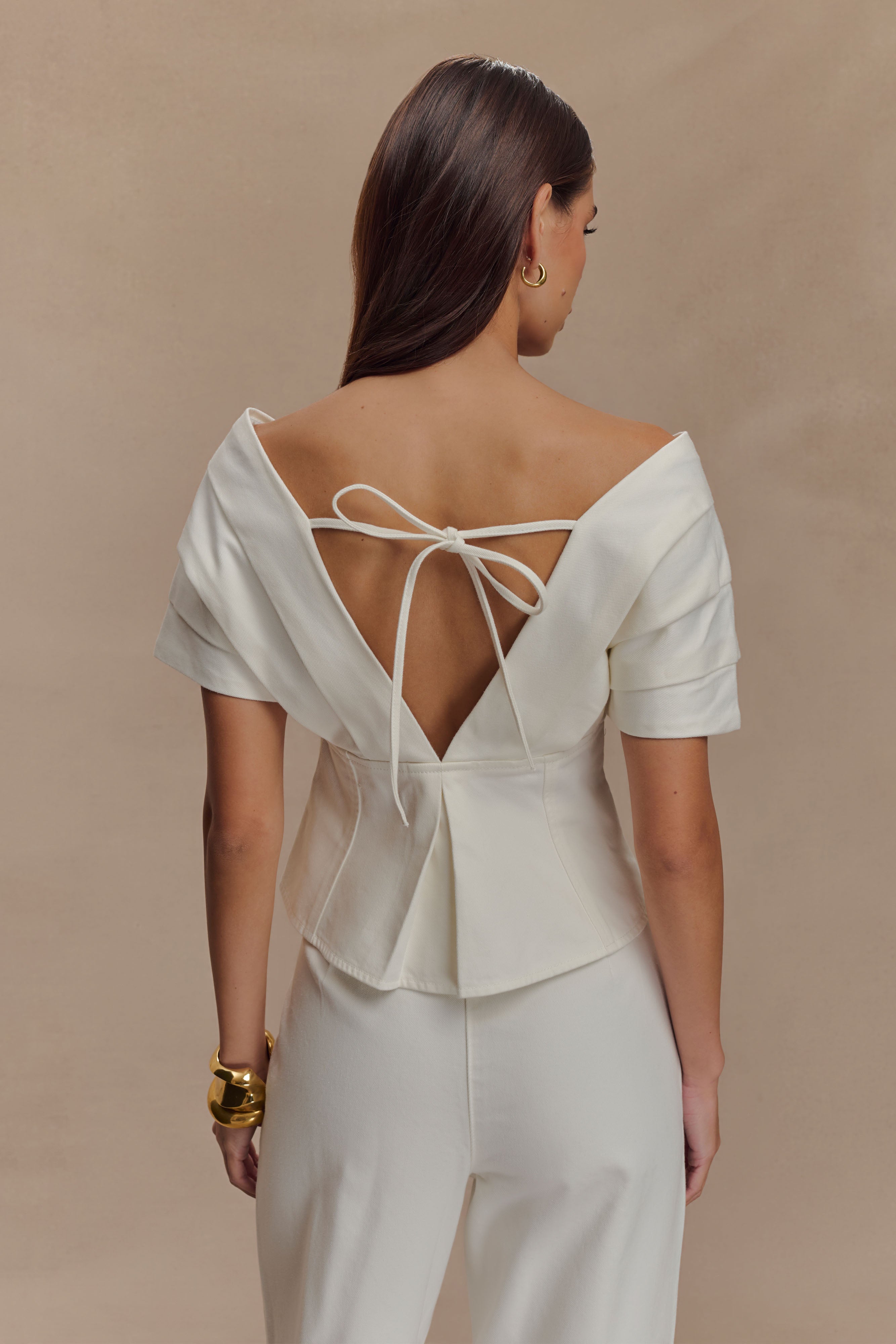 Alternative view of Rayne Off Shoulder Denim Top - White