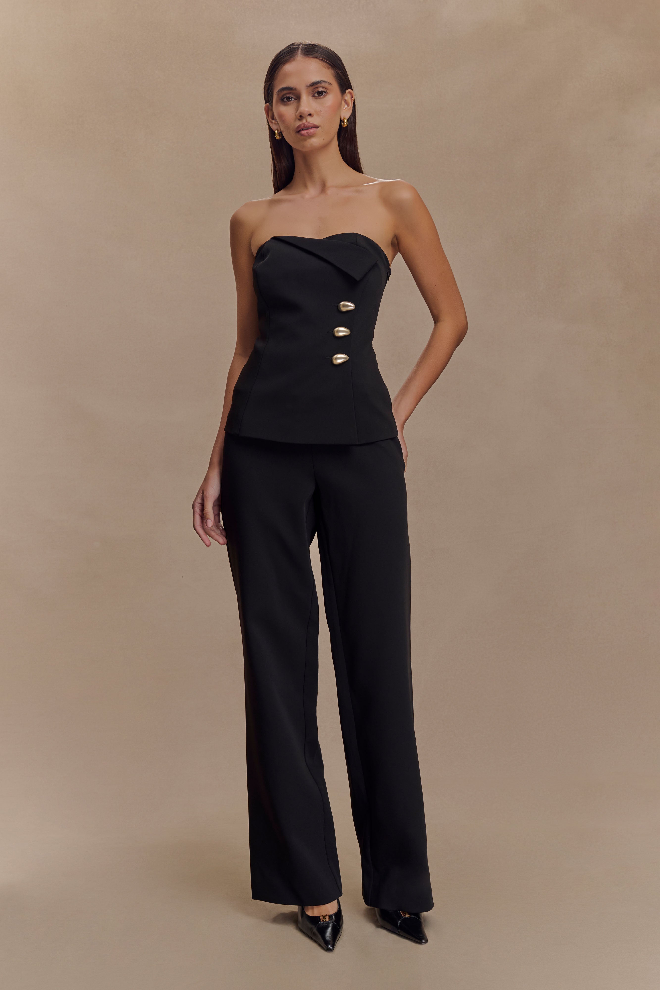 Lindie Strapless Suiting Top - Black - Image 5