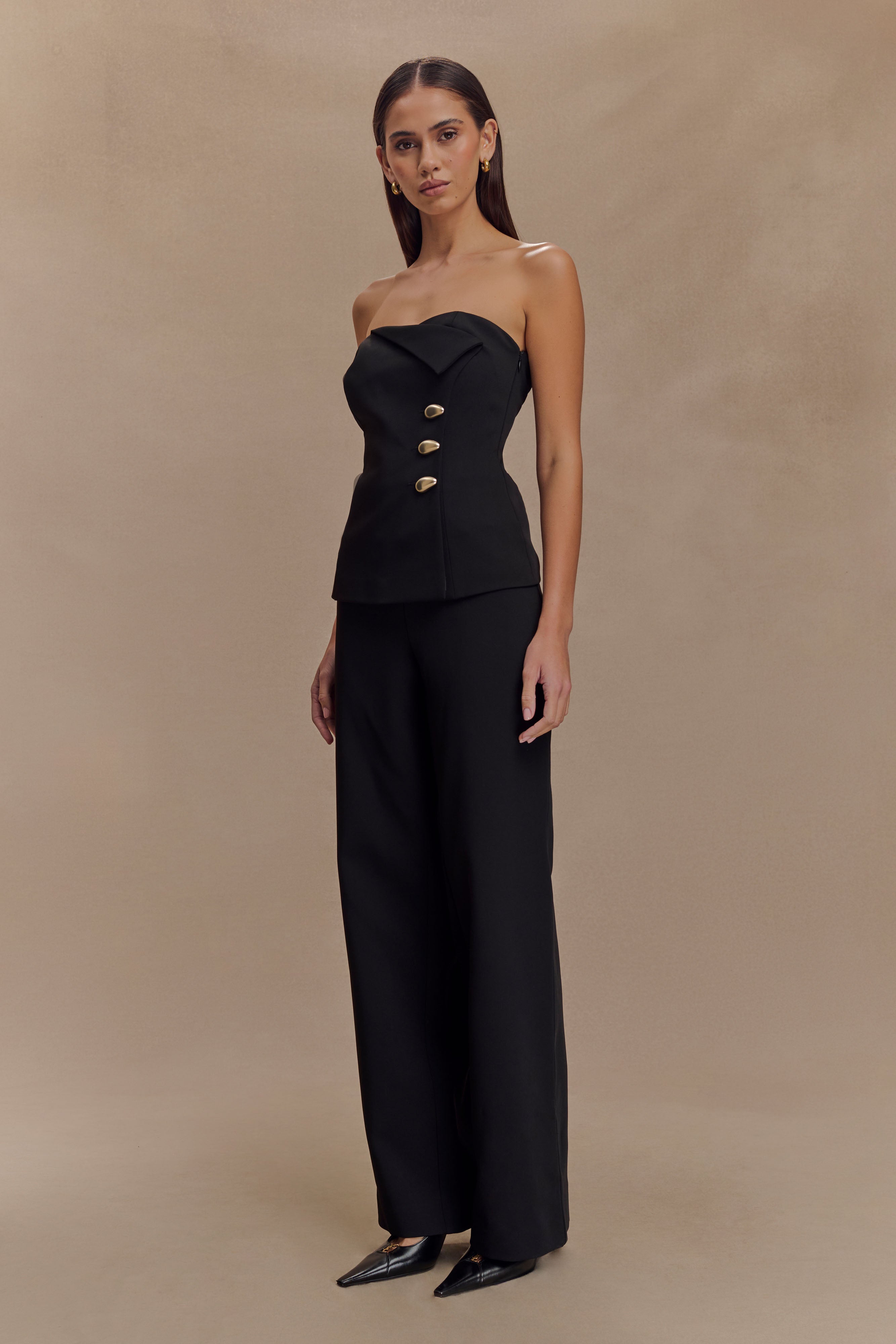 Lindie Strapless Suiting Top - Black - Image 6