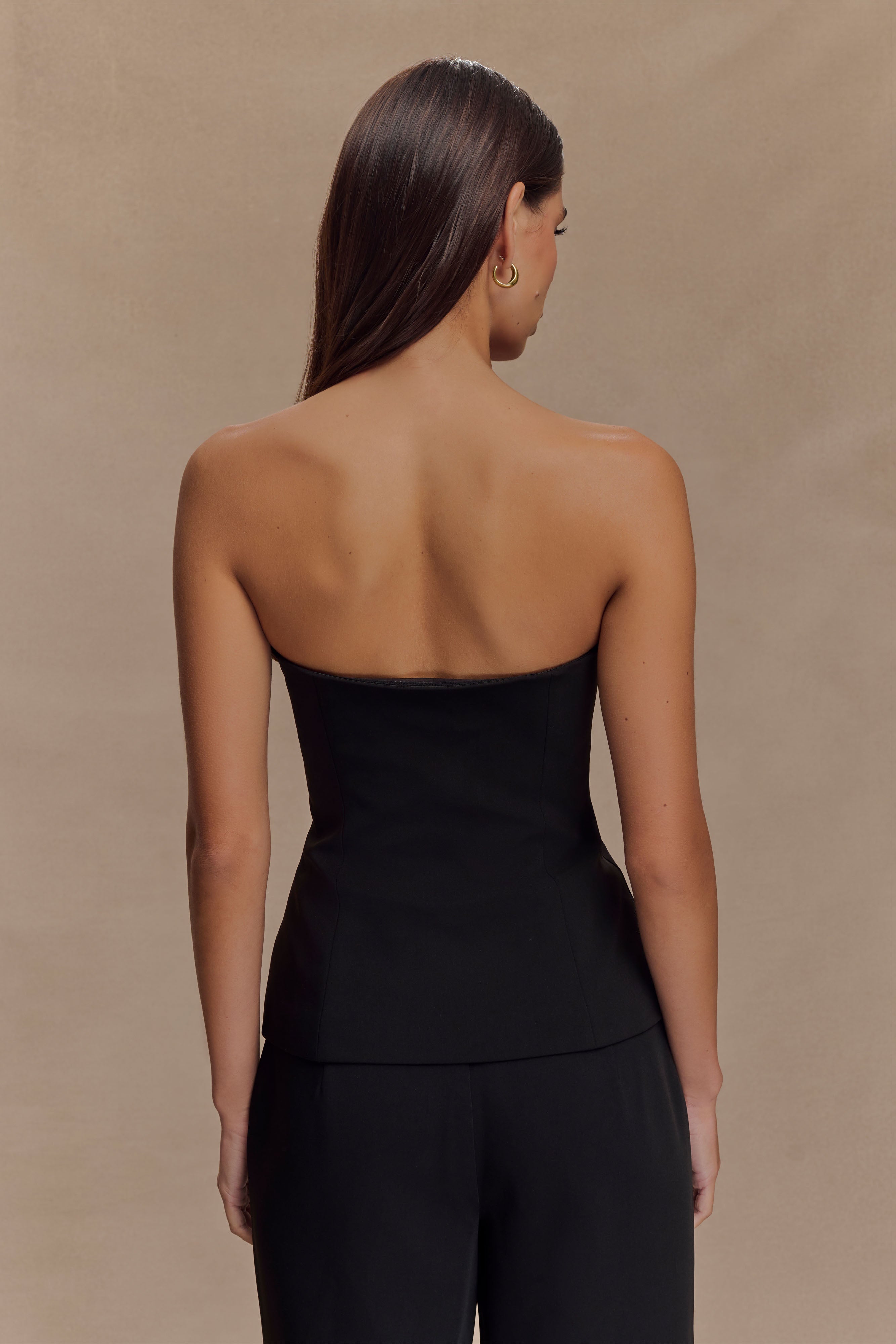 Lindie Strapless Suiting Top - Black - Image 3