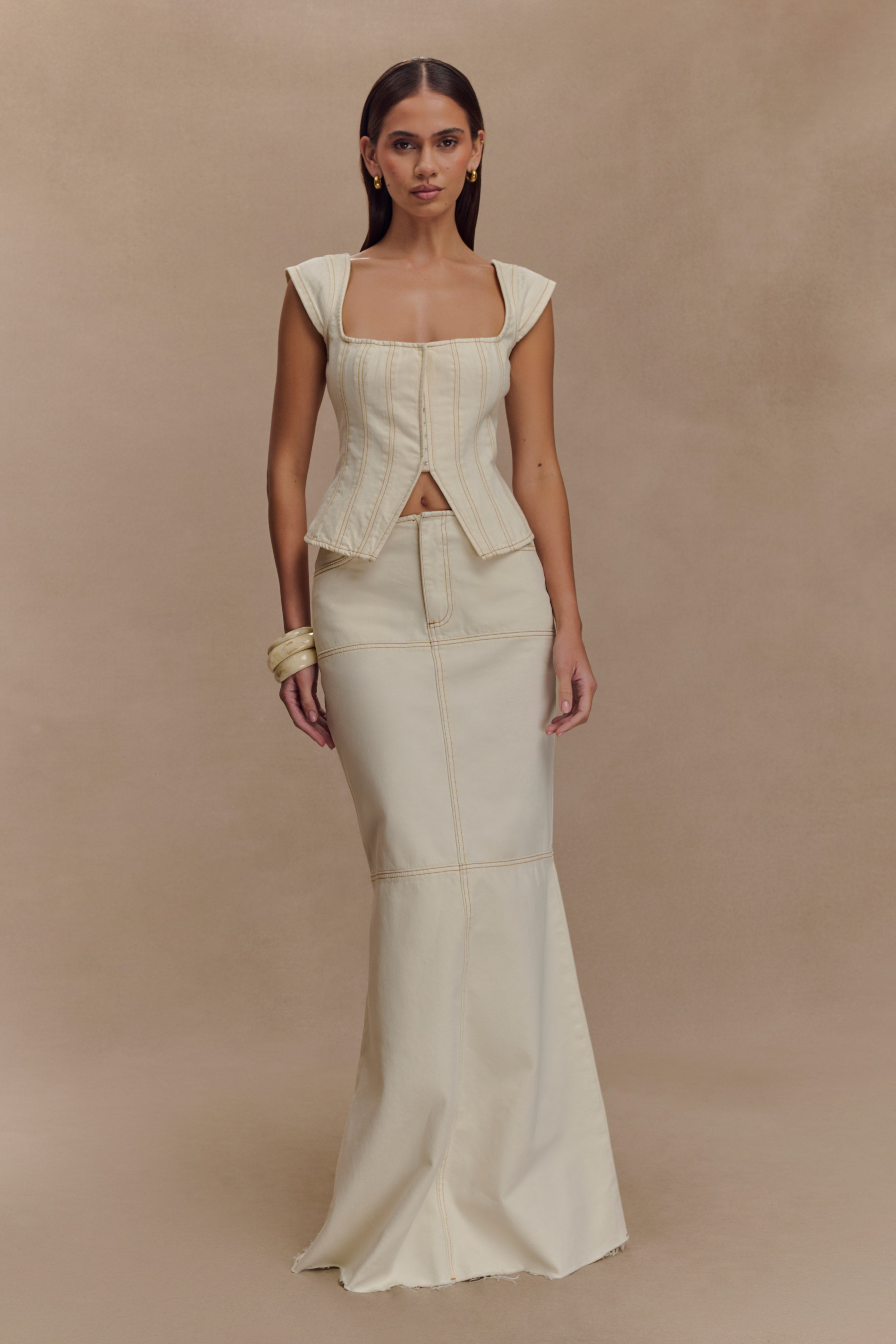 Alternative view of Loretta Denim Maxi Skirt - Ecru