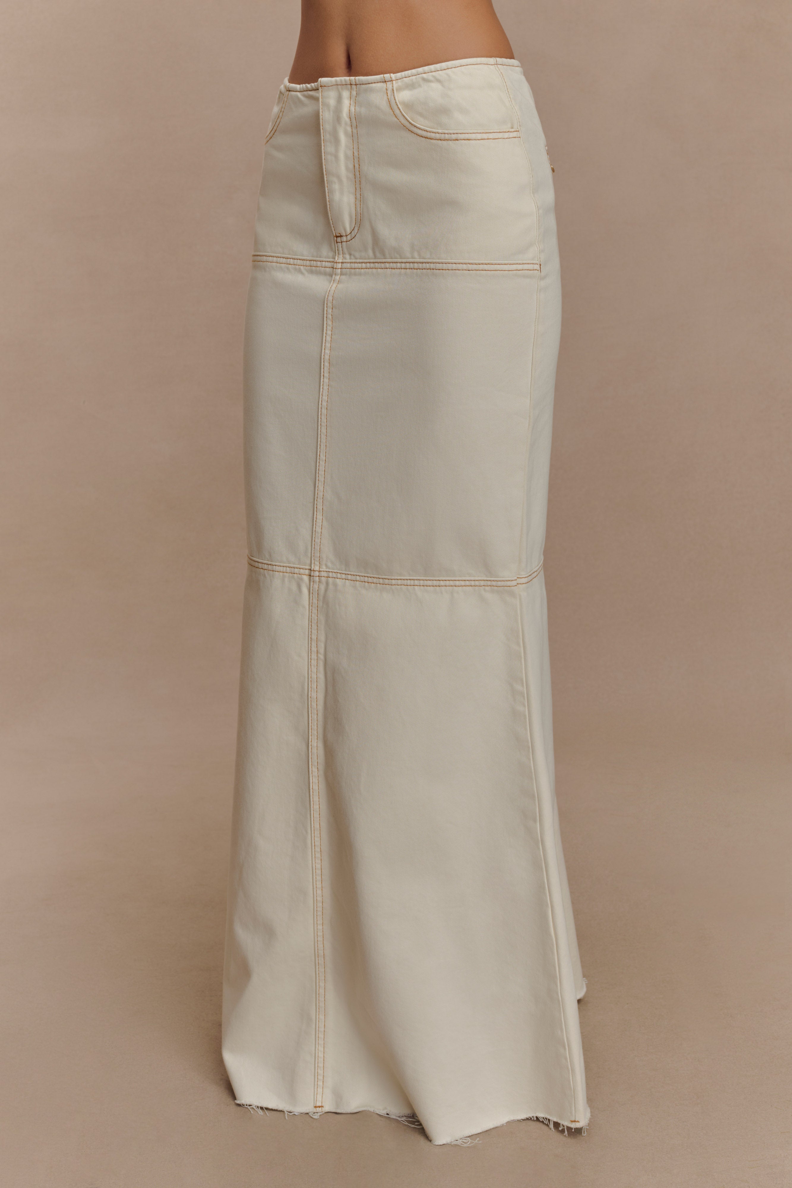 Loretta Denim Maxi Skirt - Ecru - Image 7