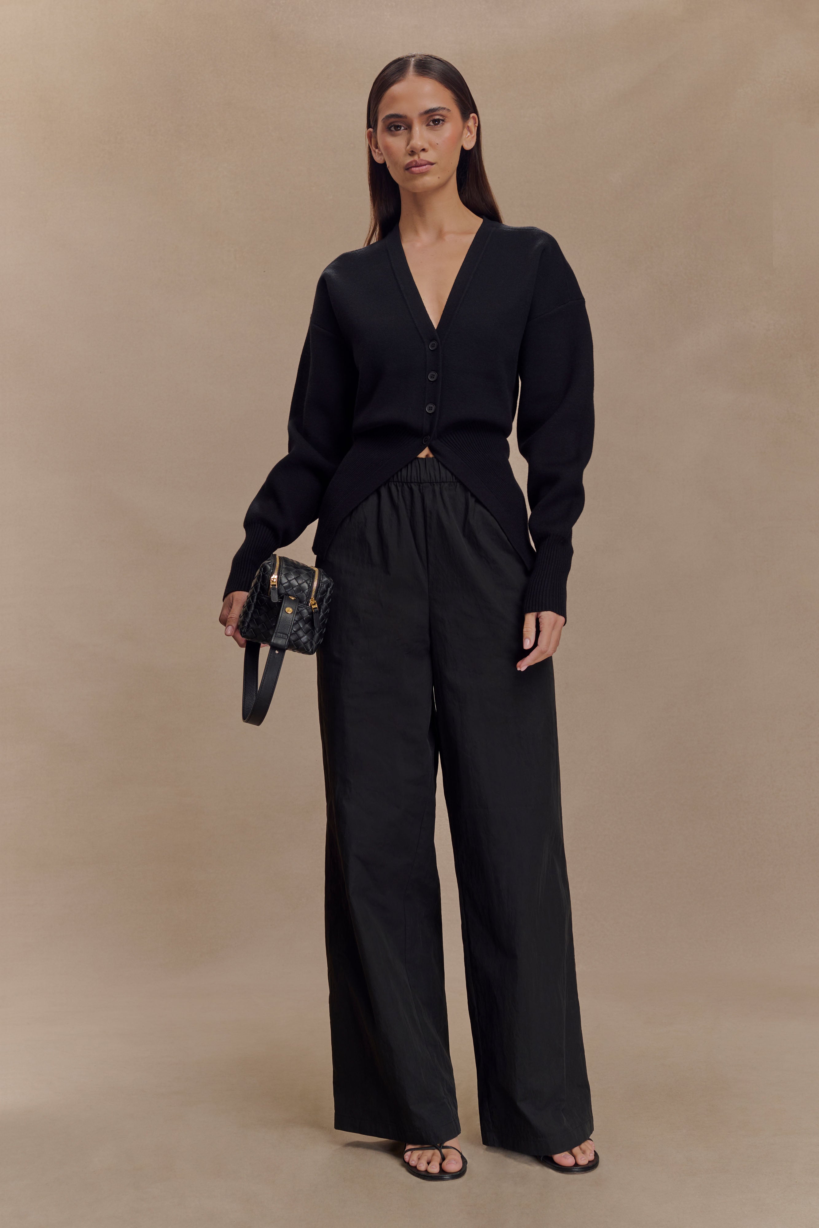 Campbell Cotton Wide Leg Pants - Black - Image 3