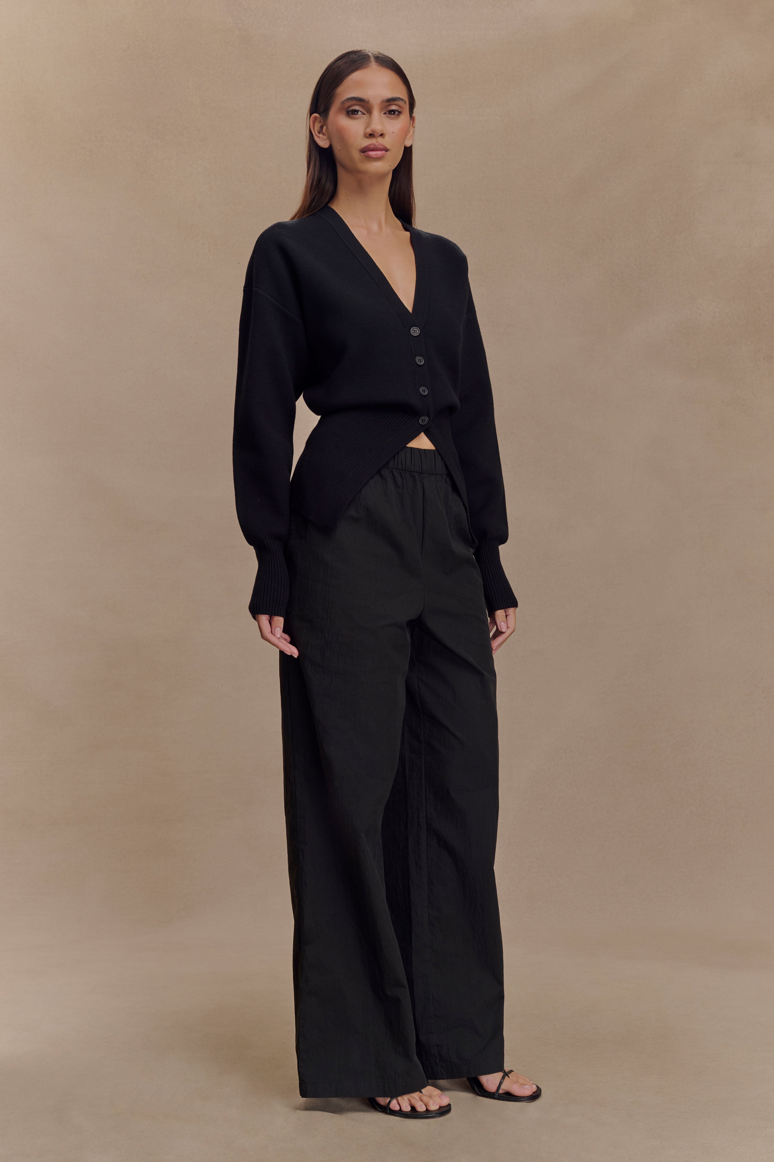 Campbell Cotton Wide Leg Pants - Black - Image 5
