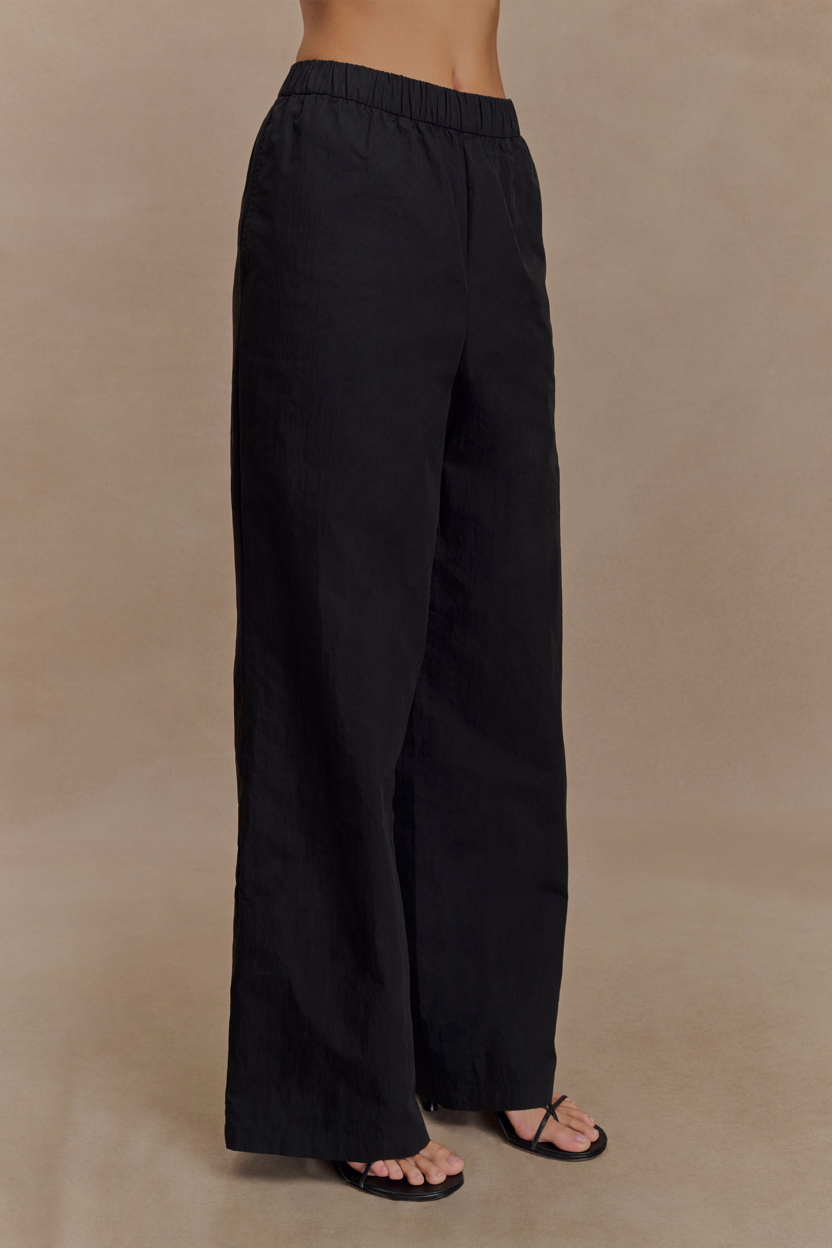 Campbell Cotton Wide Leg Pants - Black - Image 6