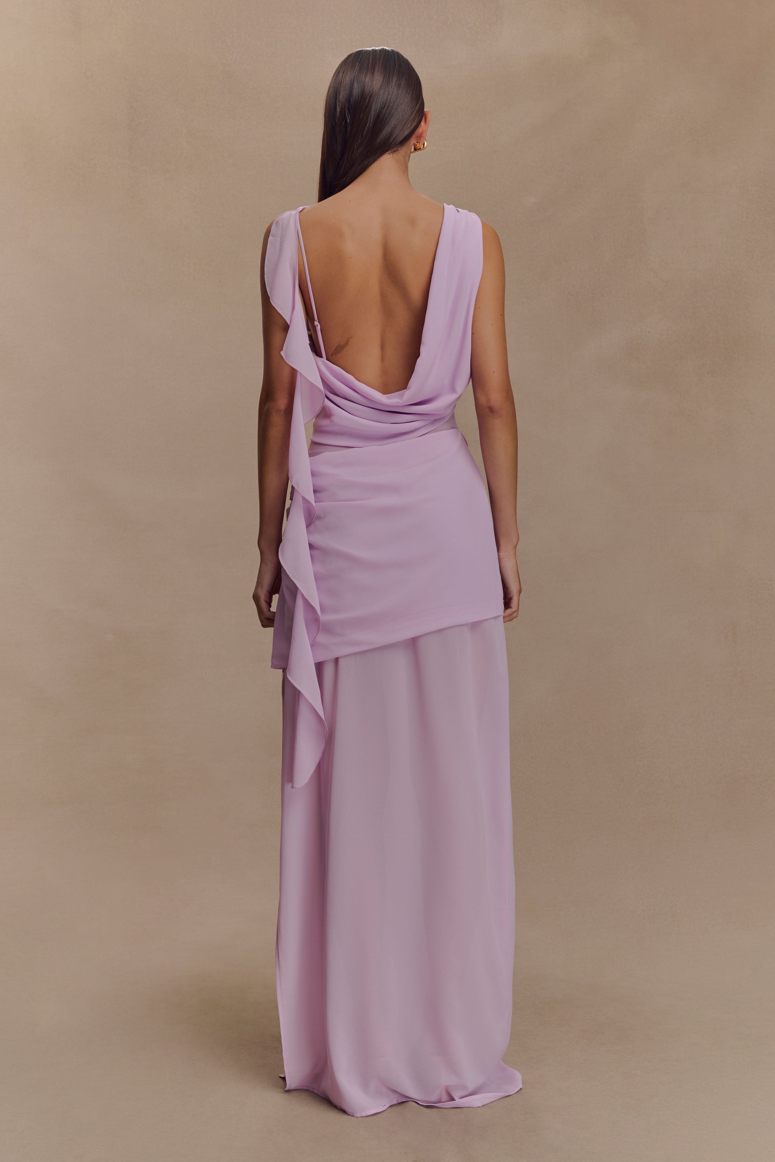 Alternative view of Daria Draped Chiffon Maxi Dress - Light Lilac