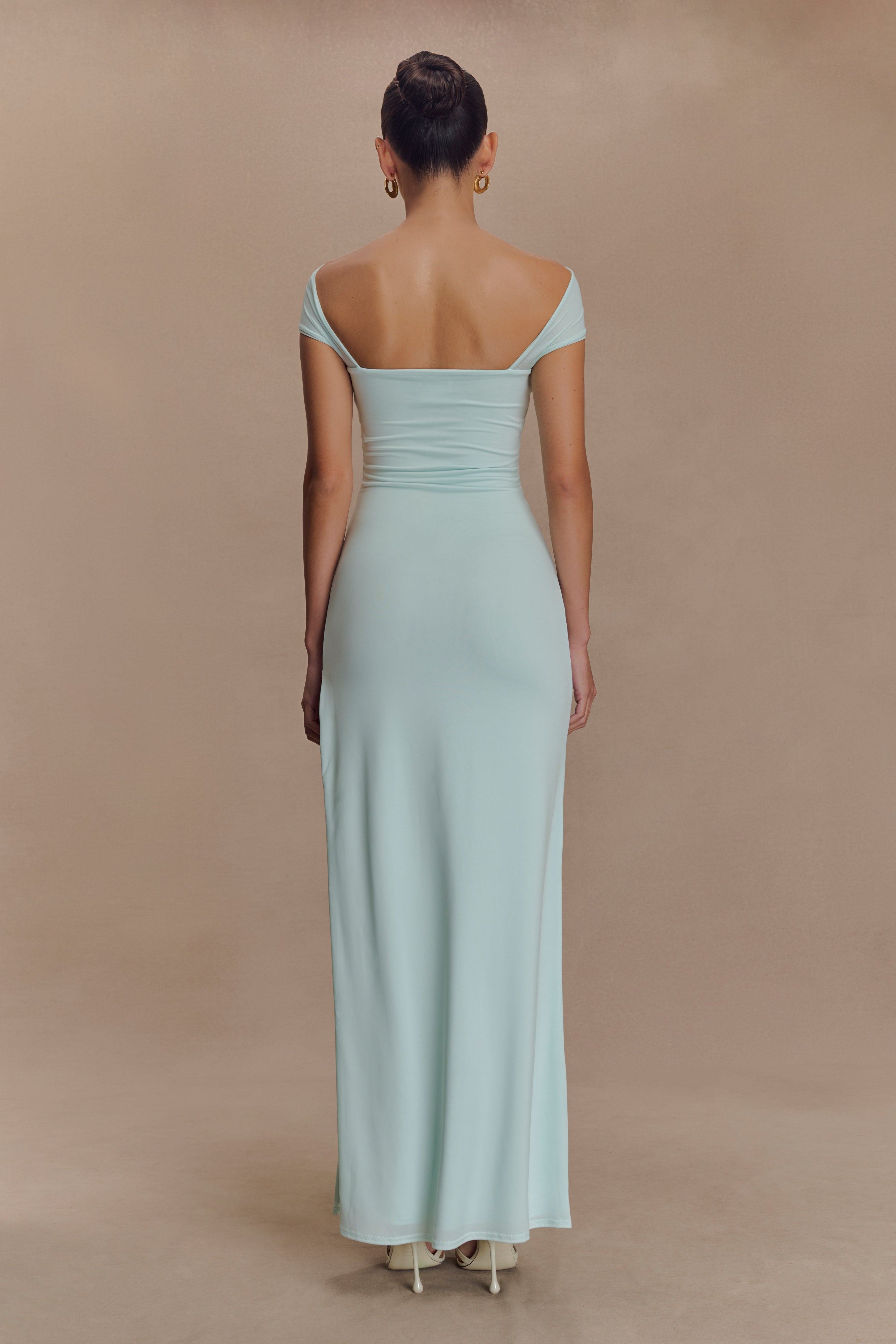 Alternative view of Aurora Slinky And Mesh Split Maxi Dress - Lagoon