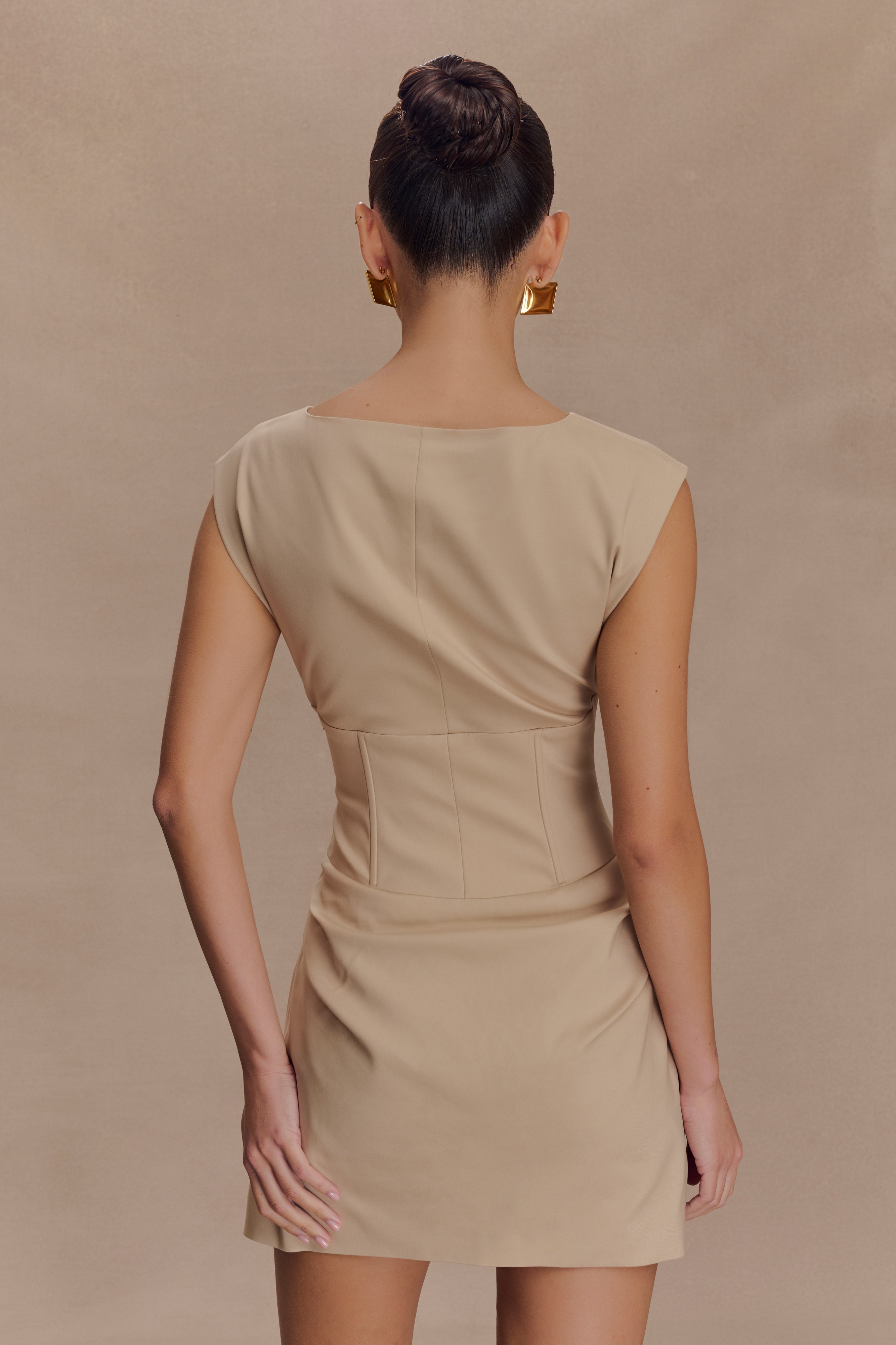 Doris Sleeveless Mini Dress - Camel - Image 5