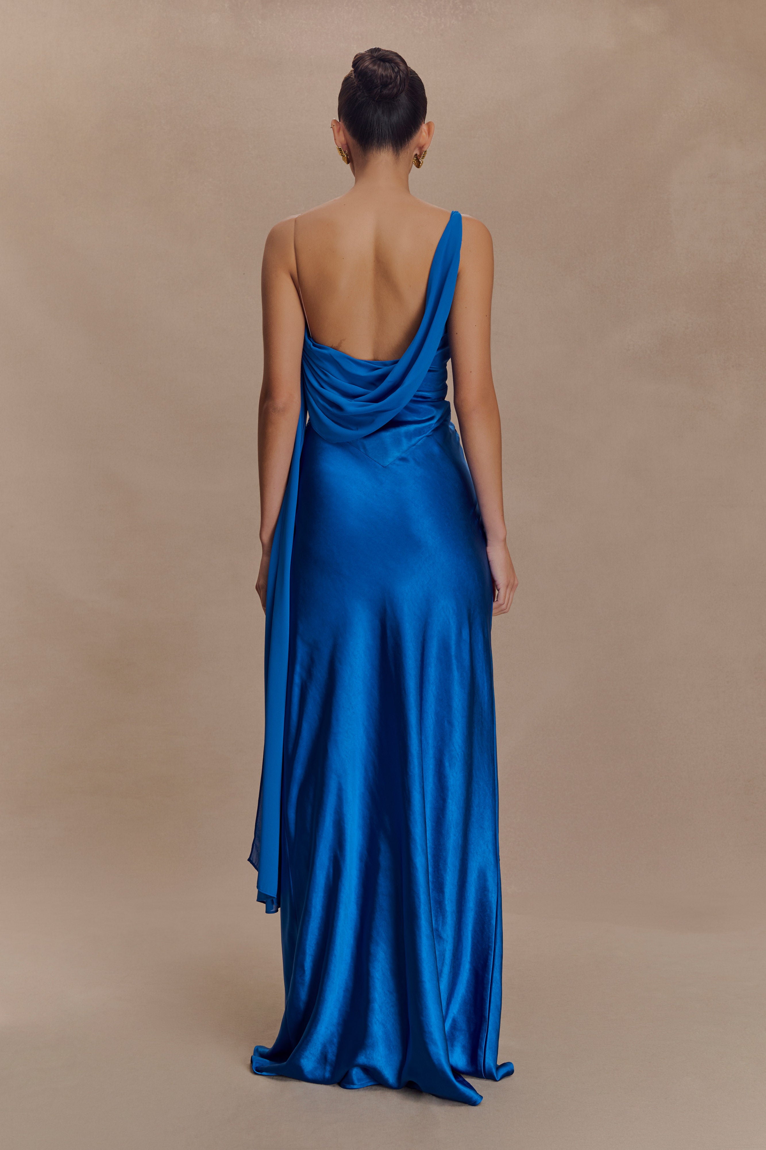 Alternative view of Carah Satin And Chiffon Maxi Dress - Cobalt