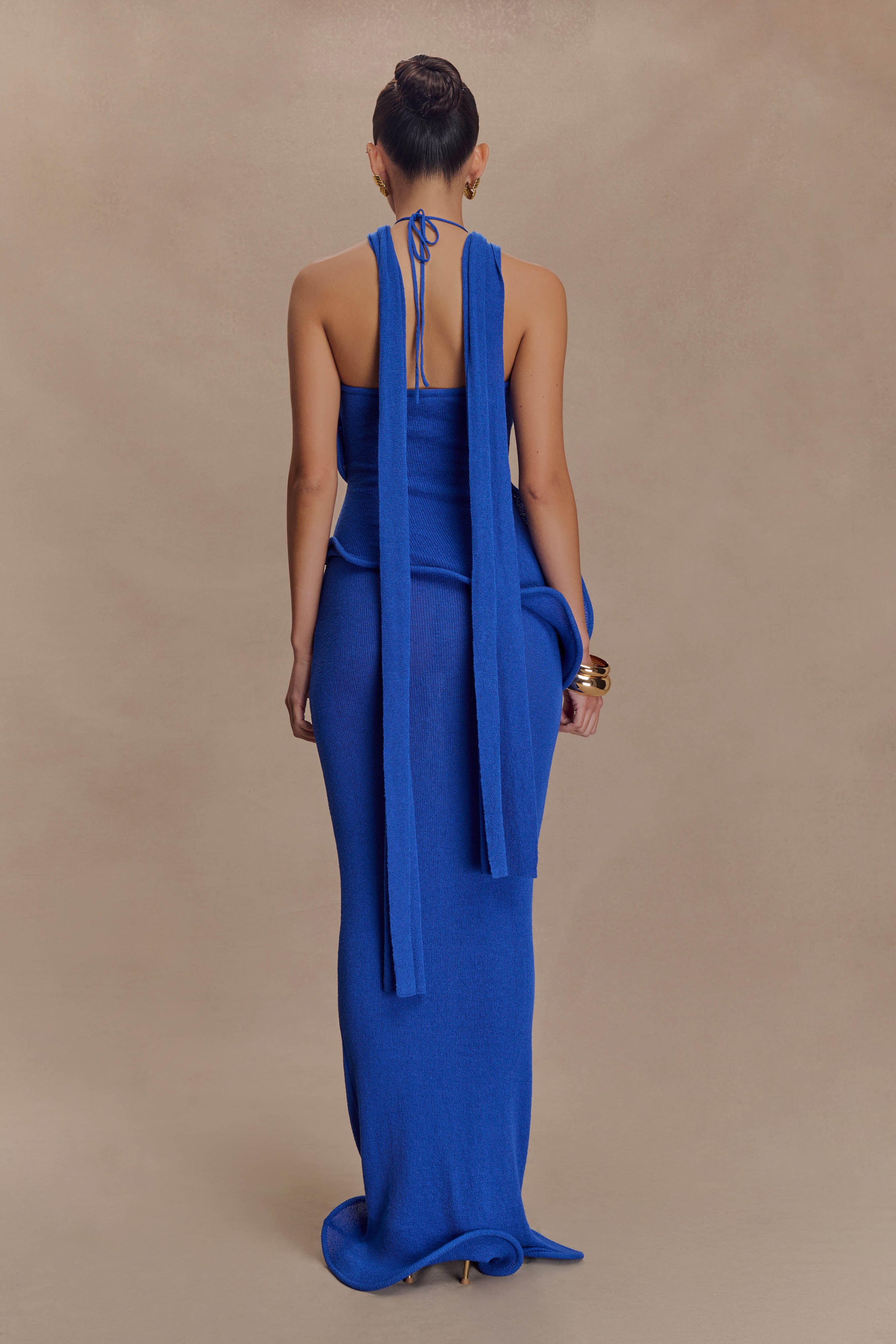 Alternative view of Caprice Halter Knit Maxi Dress - Cobalt