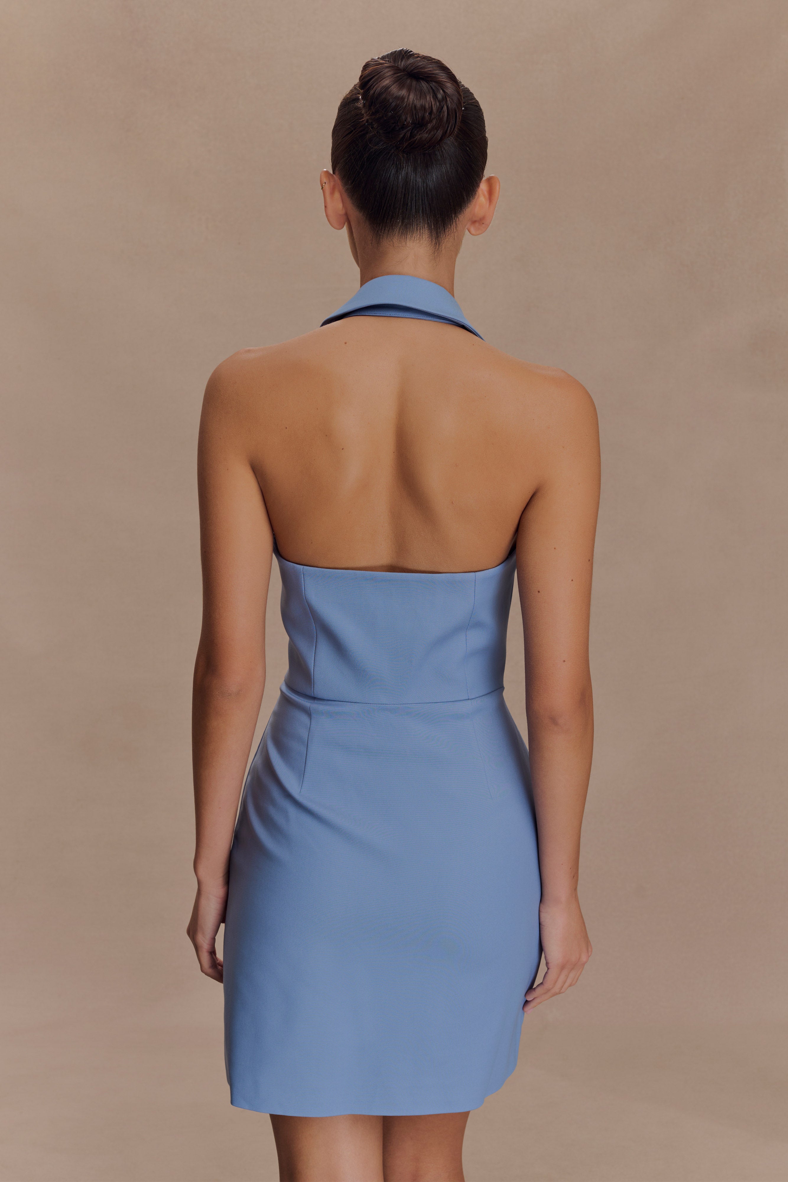 Alternative view of Ruth Cotton Halter Mini Dress - Ocean Blue