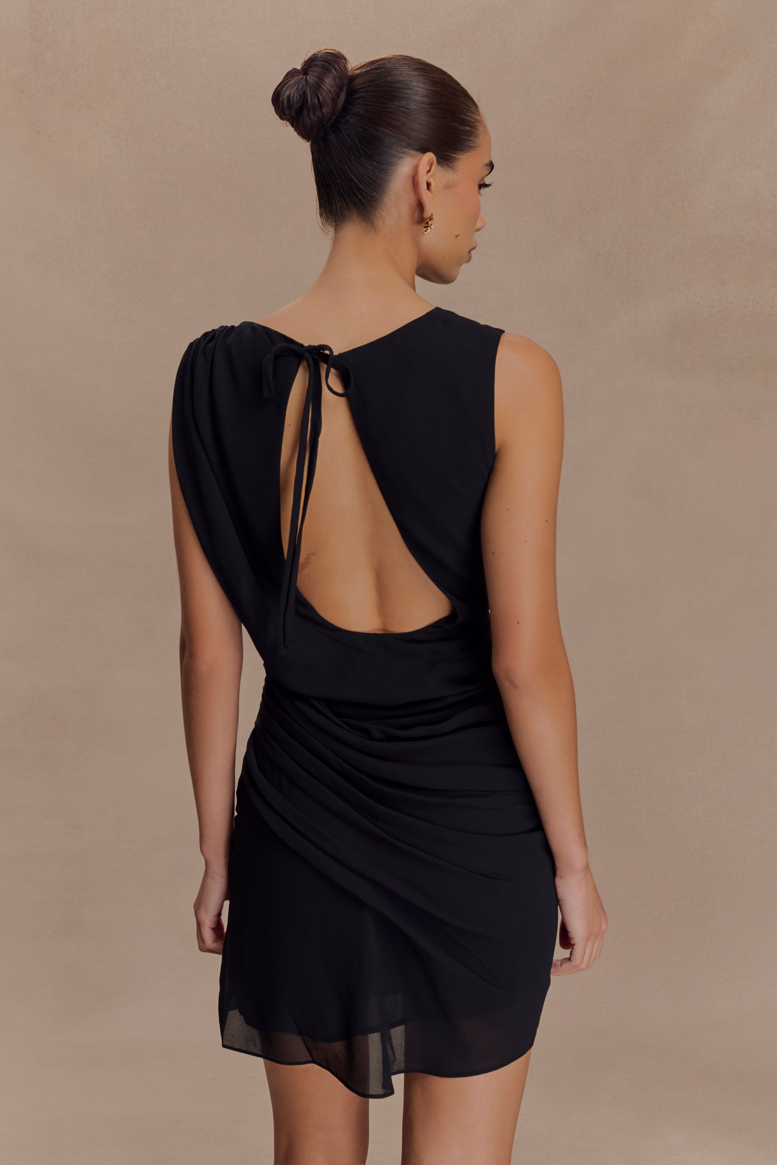 Alternative view of Oria Chiffon Mini Dress - Black