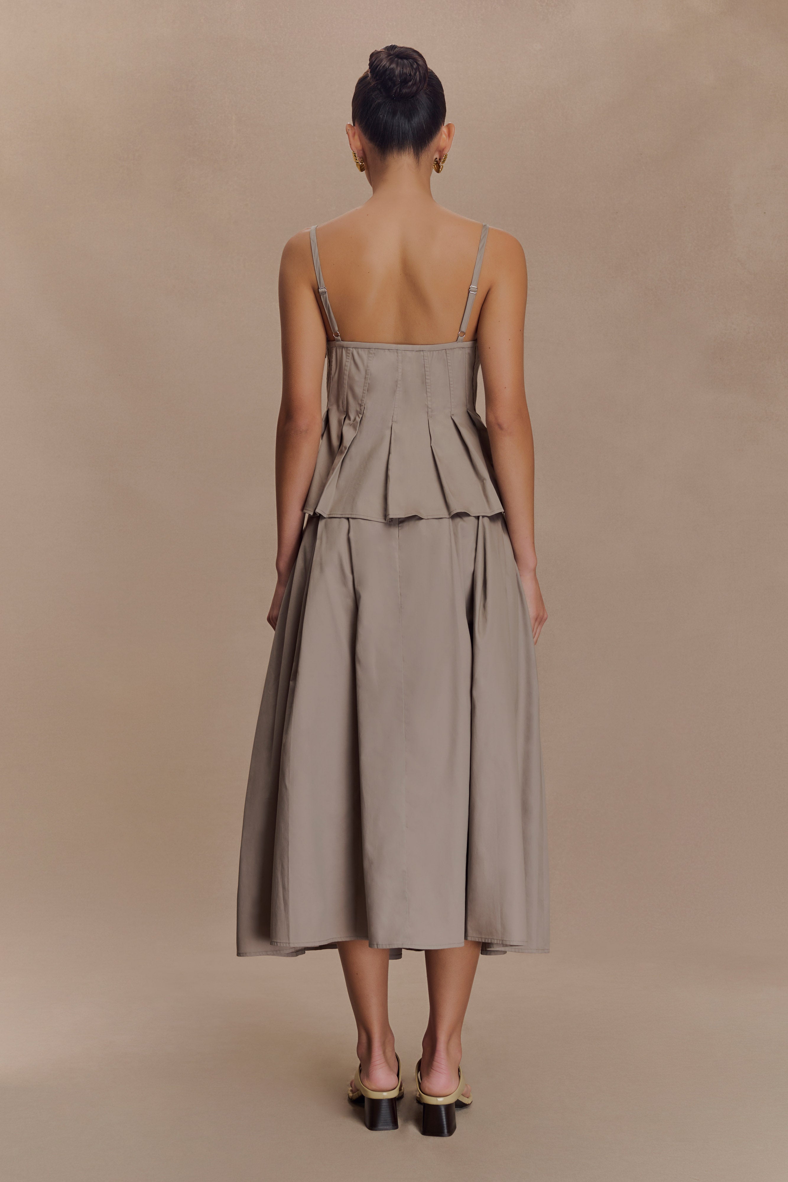 Alternative view of Mae A-Line Midi Skirt - Pebble Brown