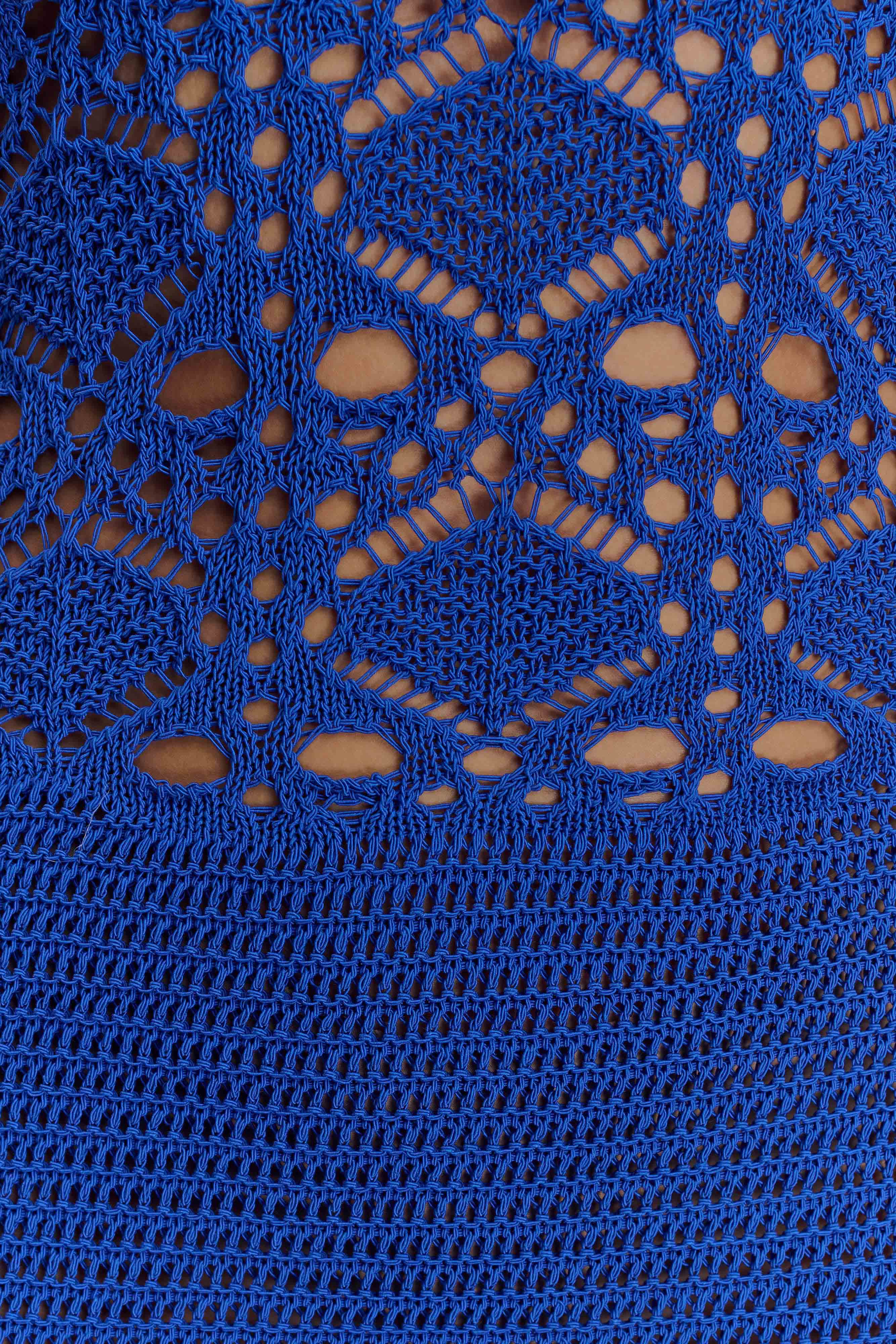 Everette Crochet Knit Mini Dress - Cobalt - Image 6