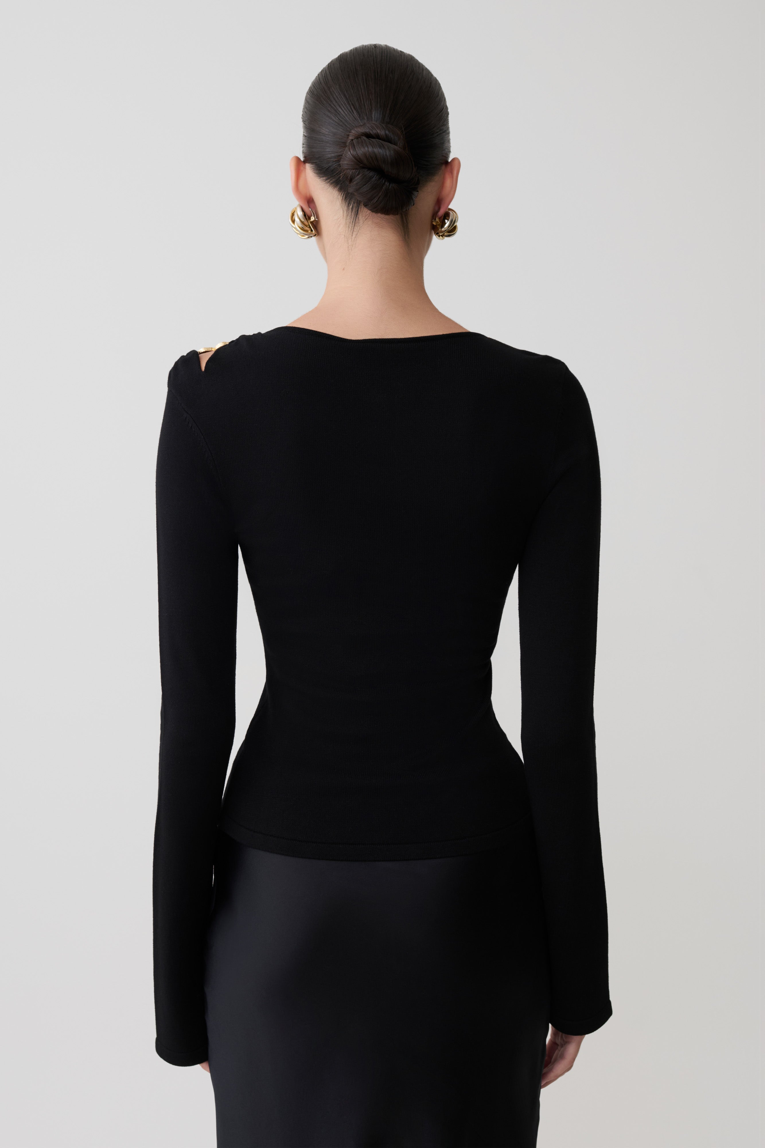 Alternative view of Ricky Knit Long Sleeve Longline Top - Black