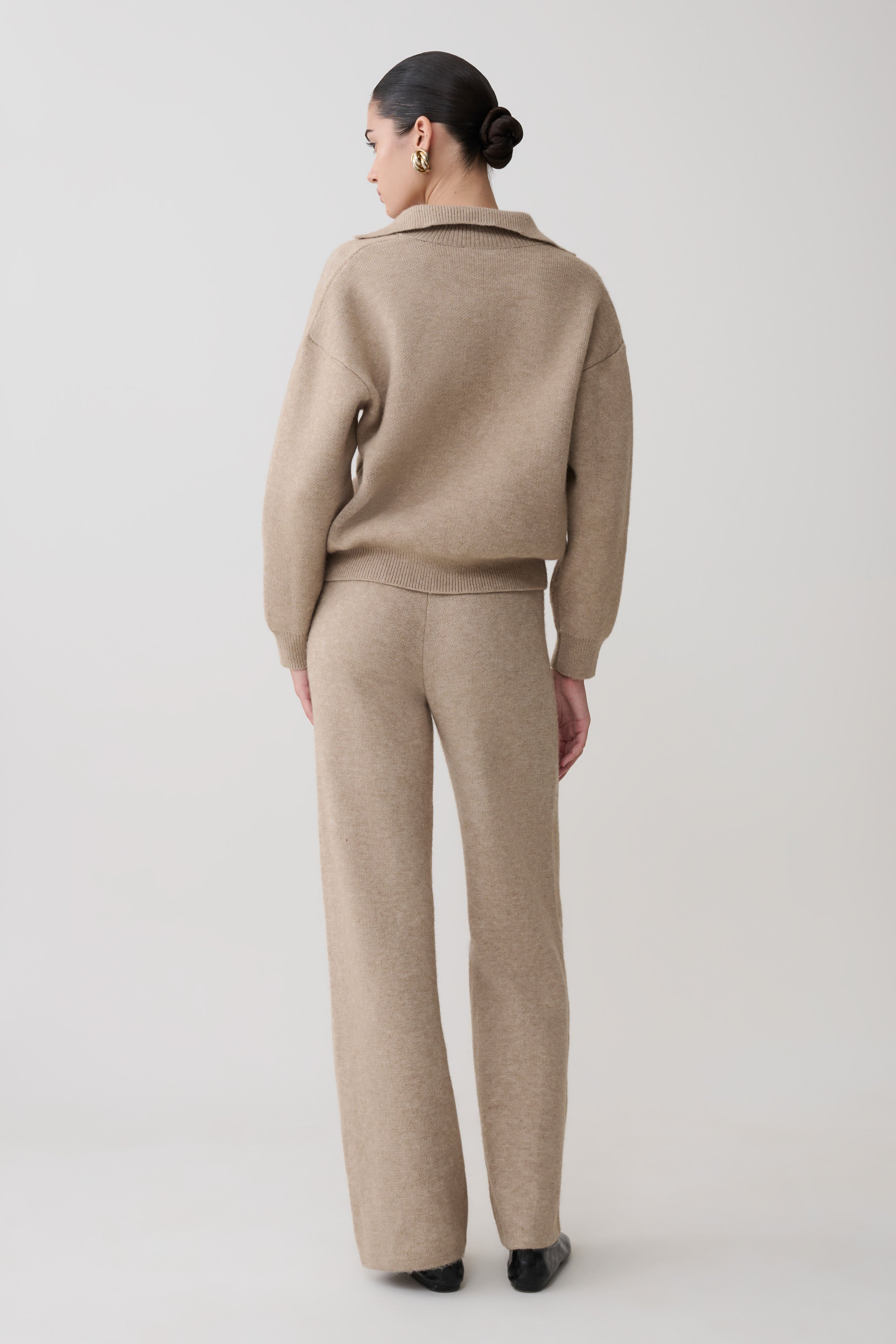 Alternative view of Evan Knit Wide Leg Pants - Beige Marle
