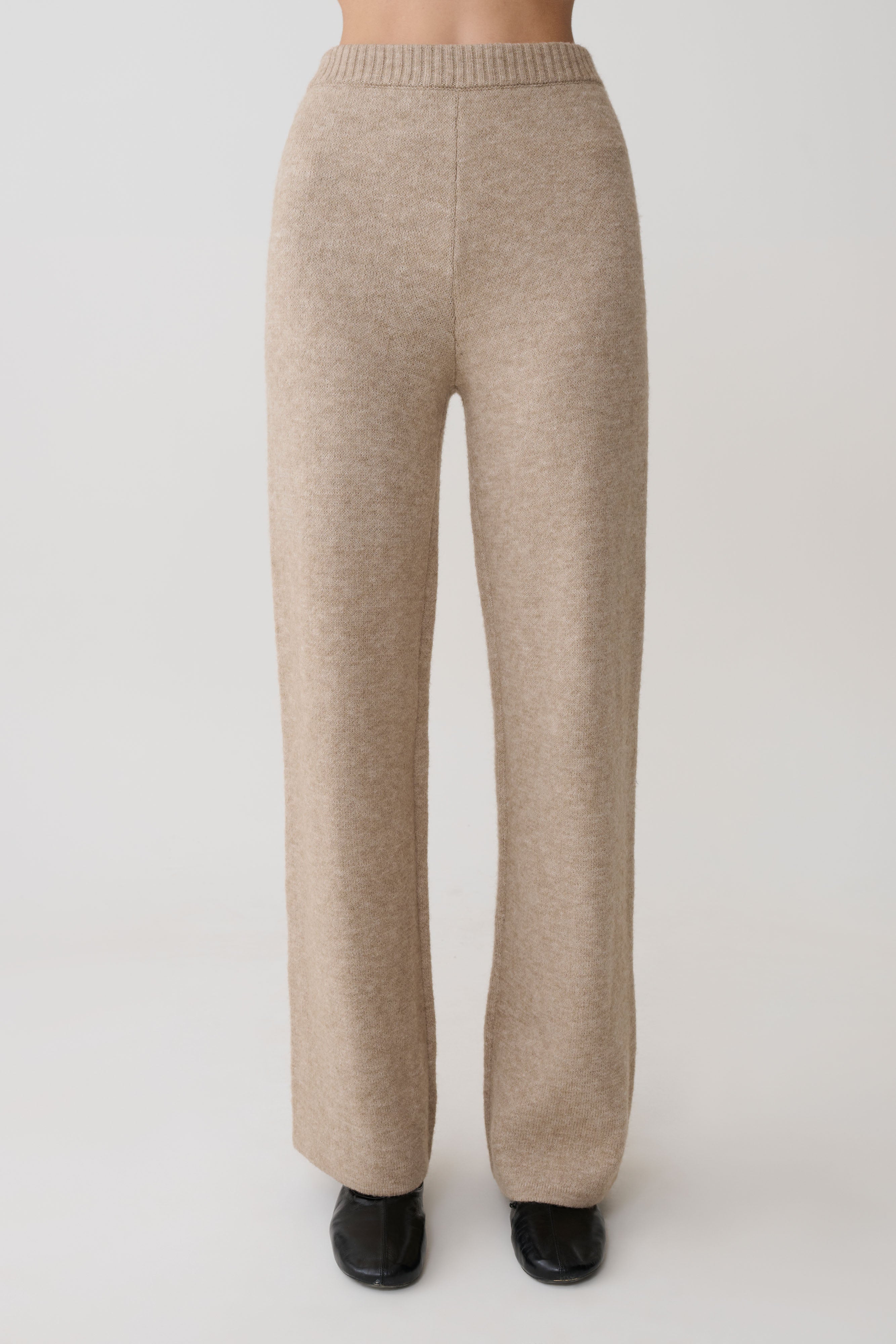 Evan Knit Wide Leg Pants - Beige Marle - Image 5
