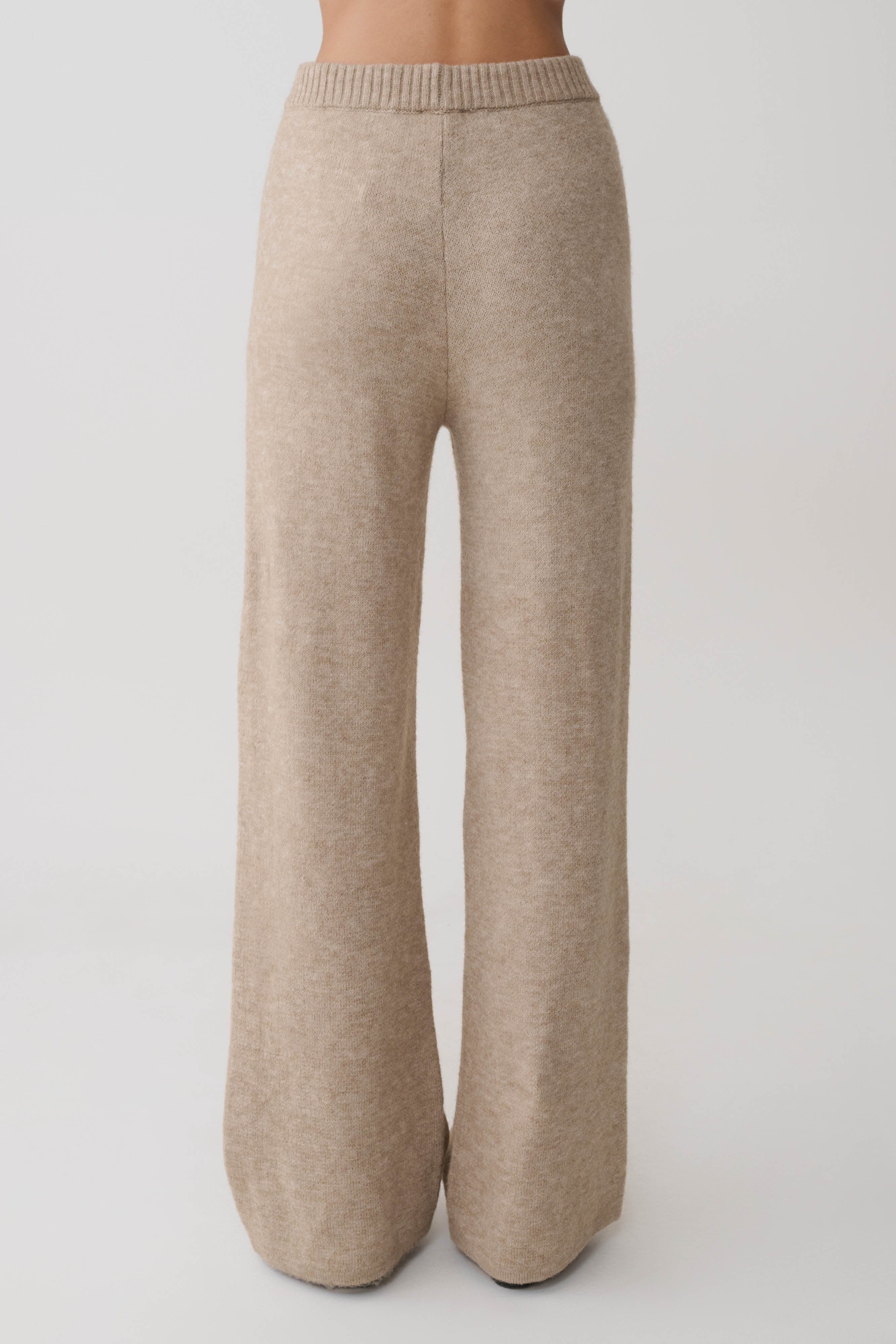 Evan Knit Wide Leg Pants - Beige Marle - Image 6