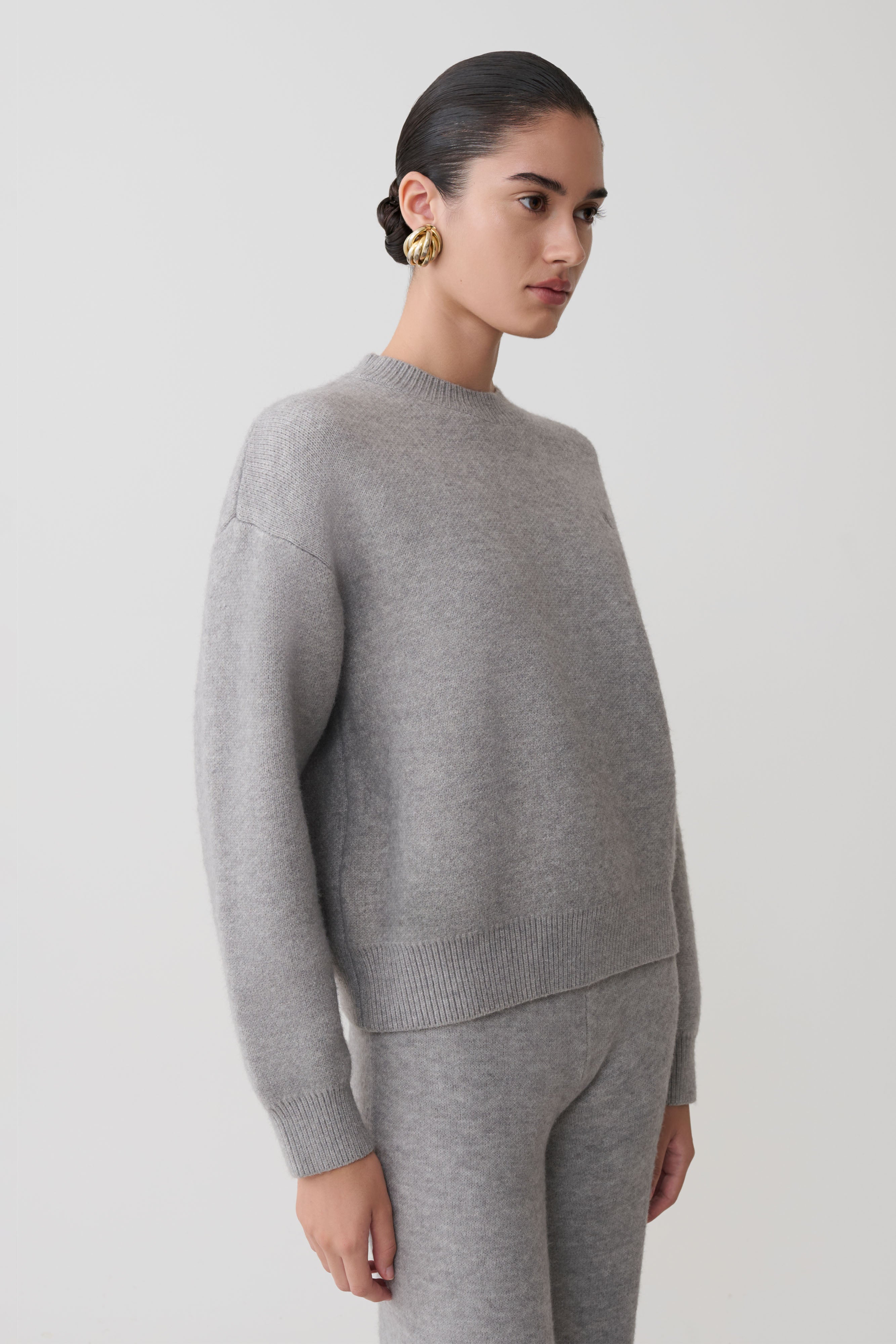 Lulu Oversized Knit Jumper - Grey Marle - Image 3