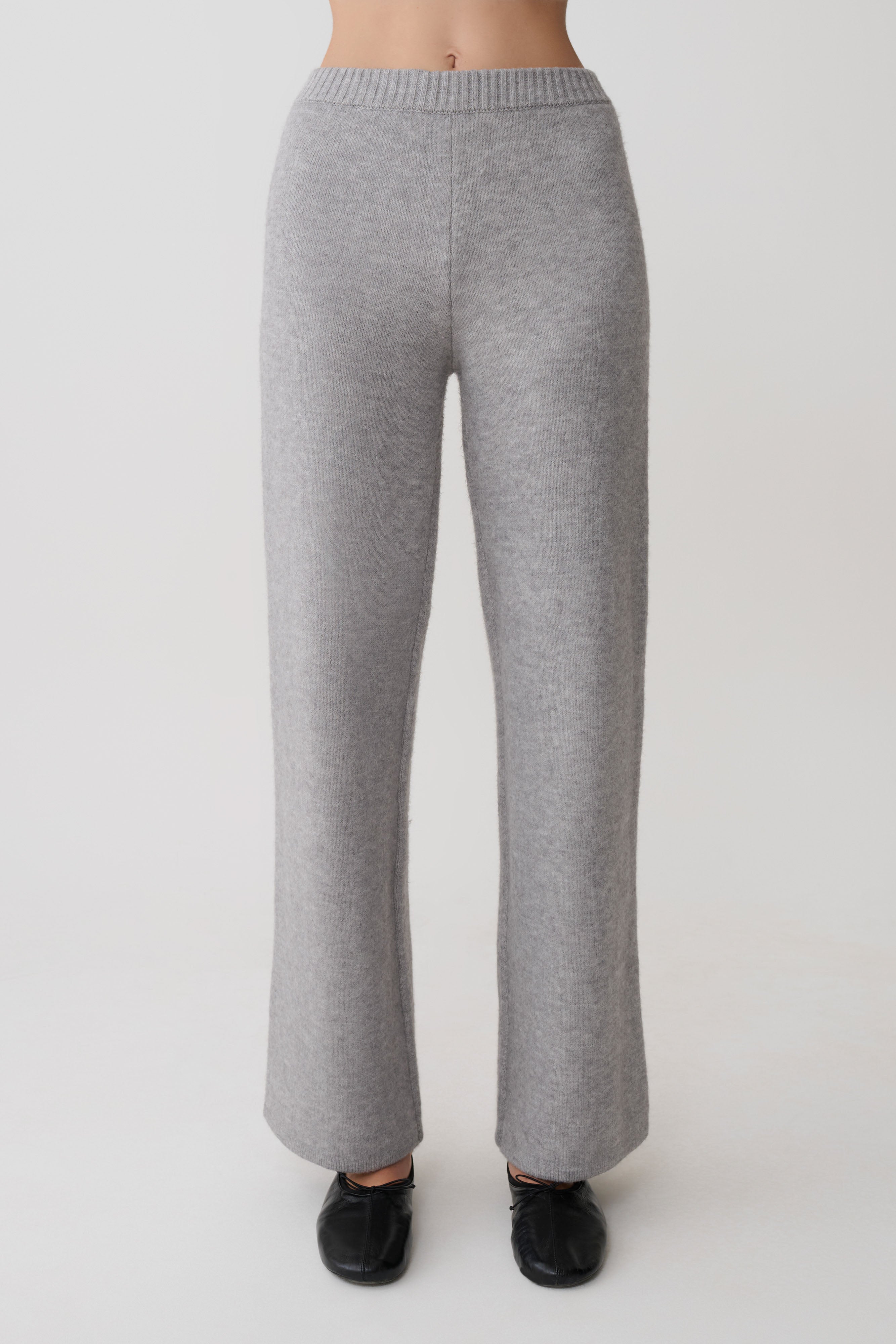 Evan Knit Wide Leg Pants - Grey Marle - Image 4