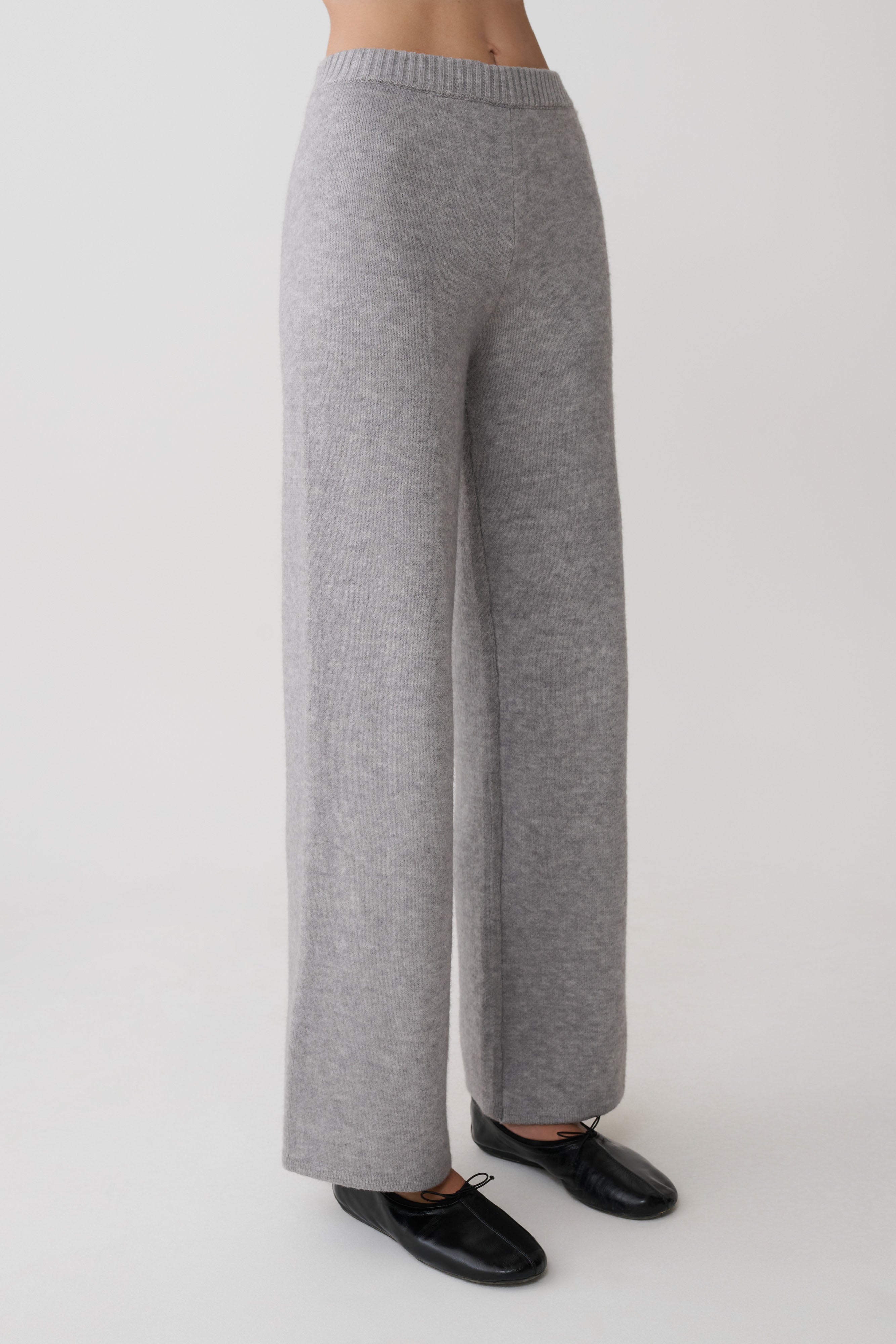 Evan Knit Wide Leg Pants - Grey Marle - Image 5
