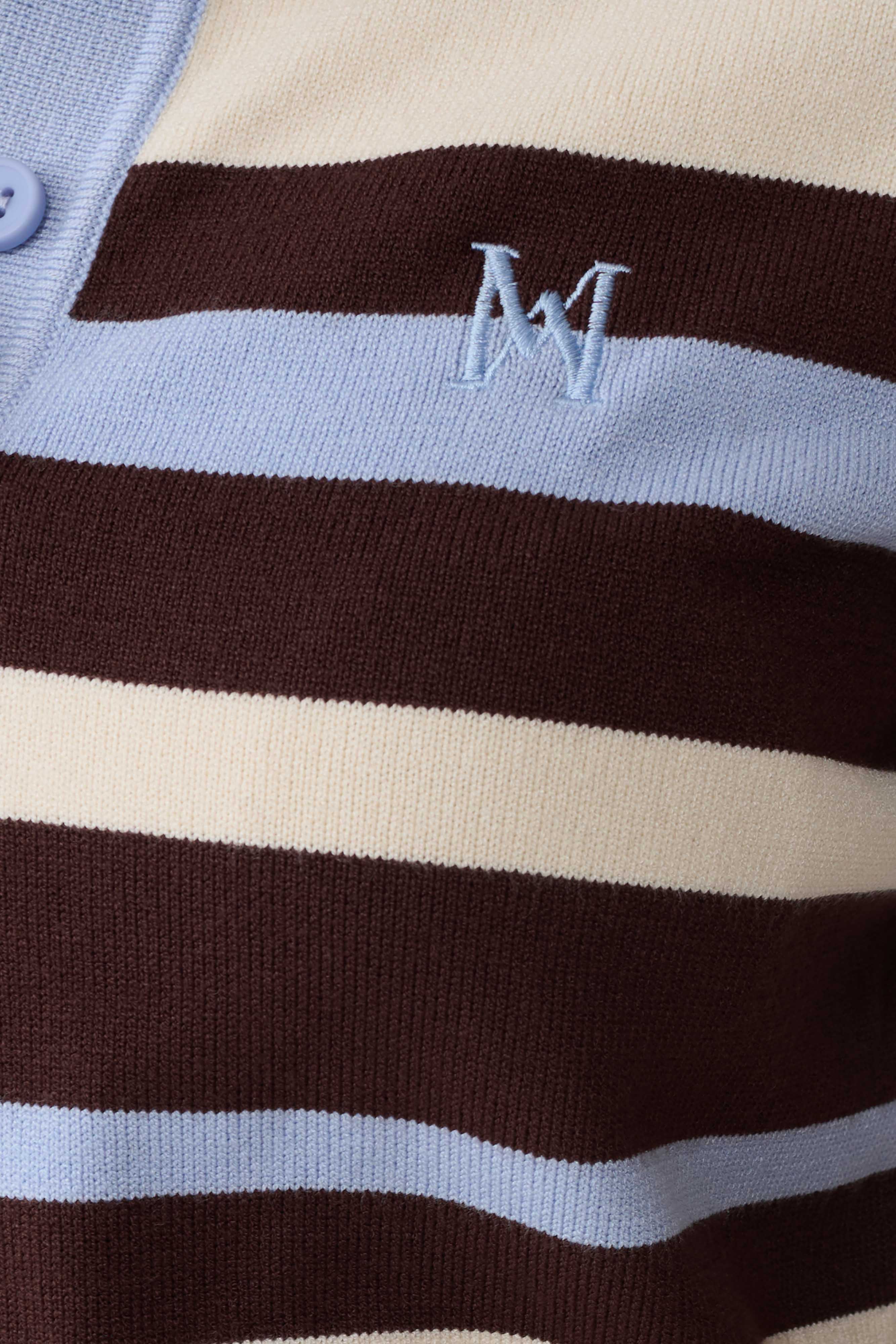 Philly Stripe Knit Button Up Top - Chocolate/Blue - Image 10