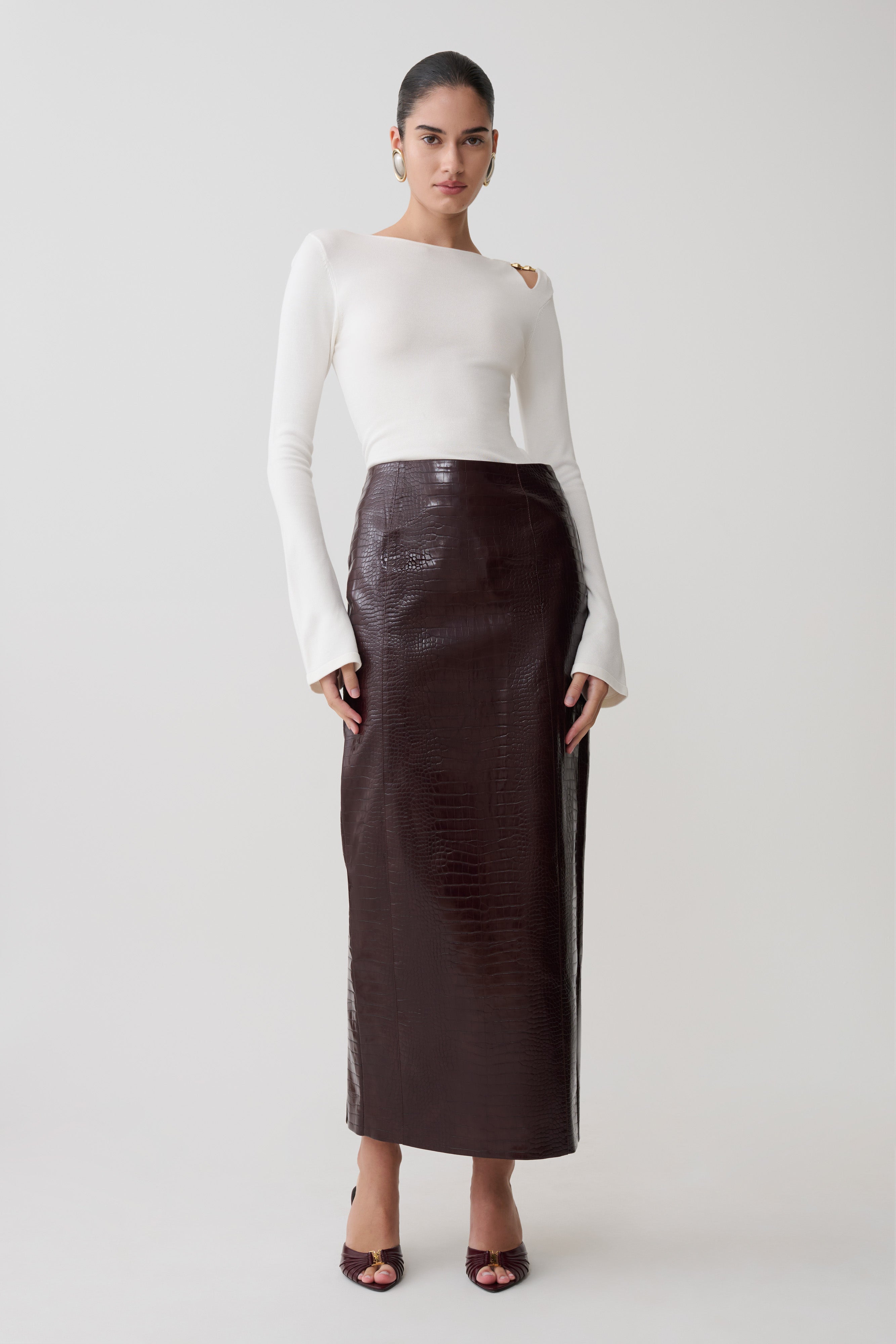 Ricky Knit Long Sleeve Longline Top - Ivory - Image 5