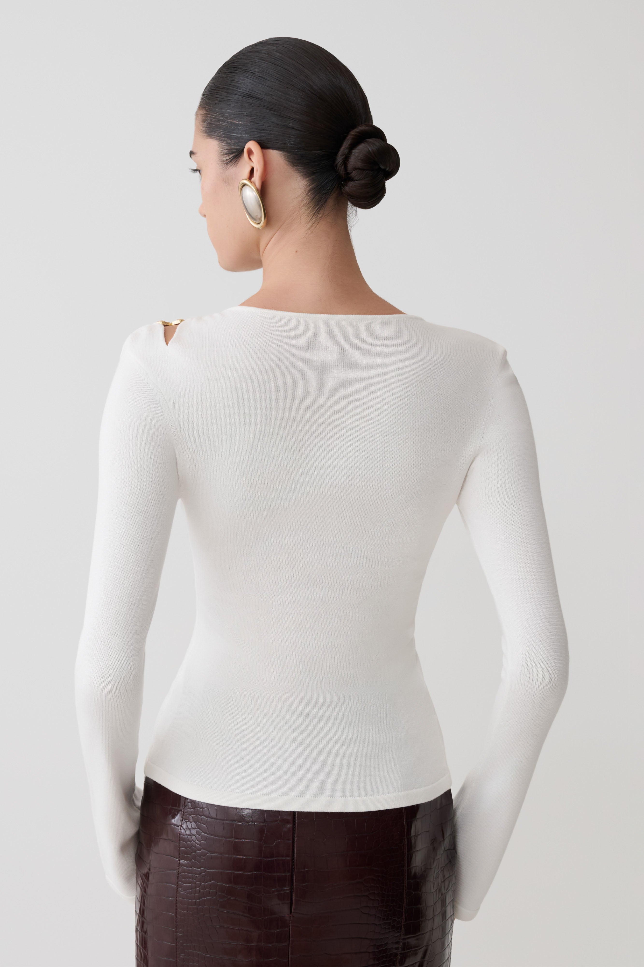 Alternative view of Ricky Knit Long Sleeve Longline Top - Ivory