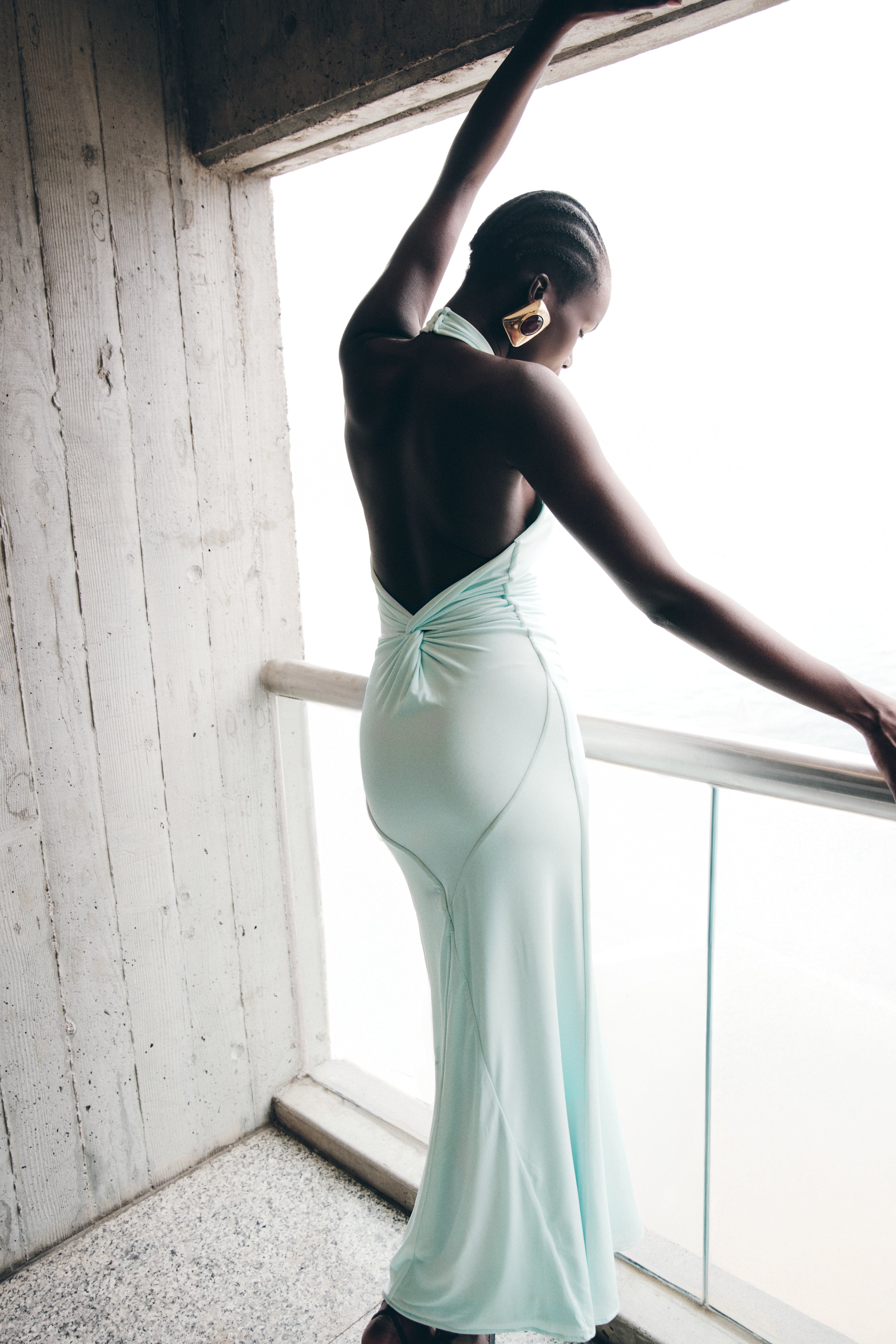 Elyna Slinky Halter Maxi Dress - Lagoon - Image 3