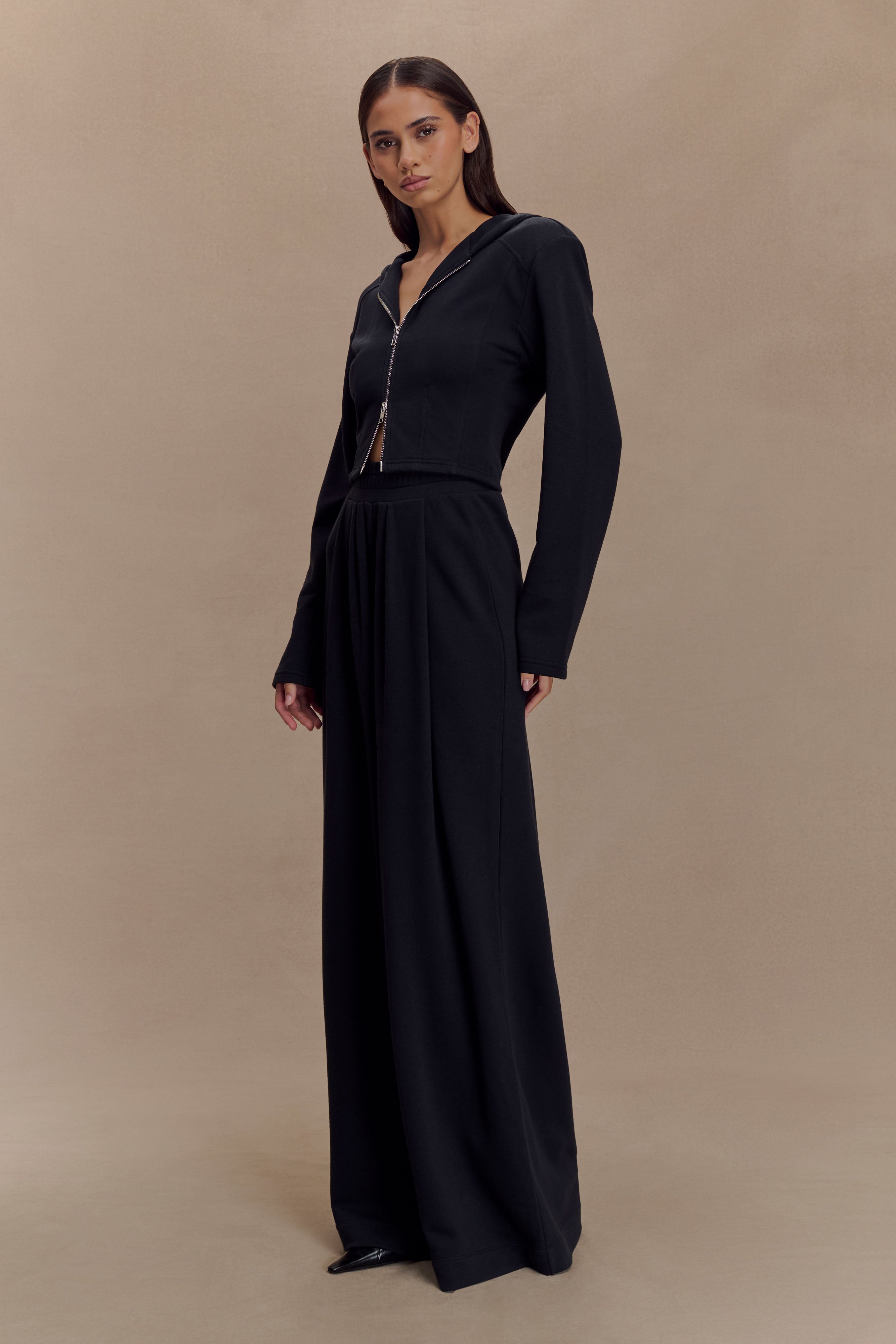 Aspen Gathered Wide Leg Jogger - Black - Image 3