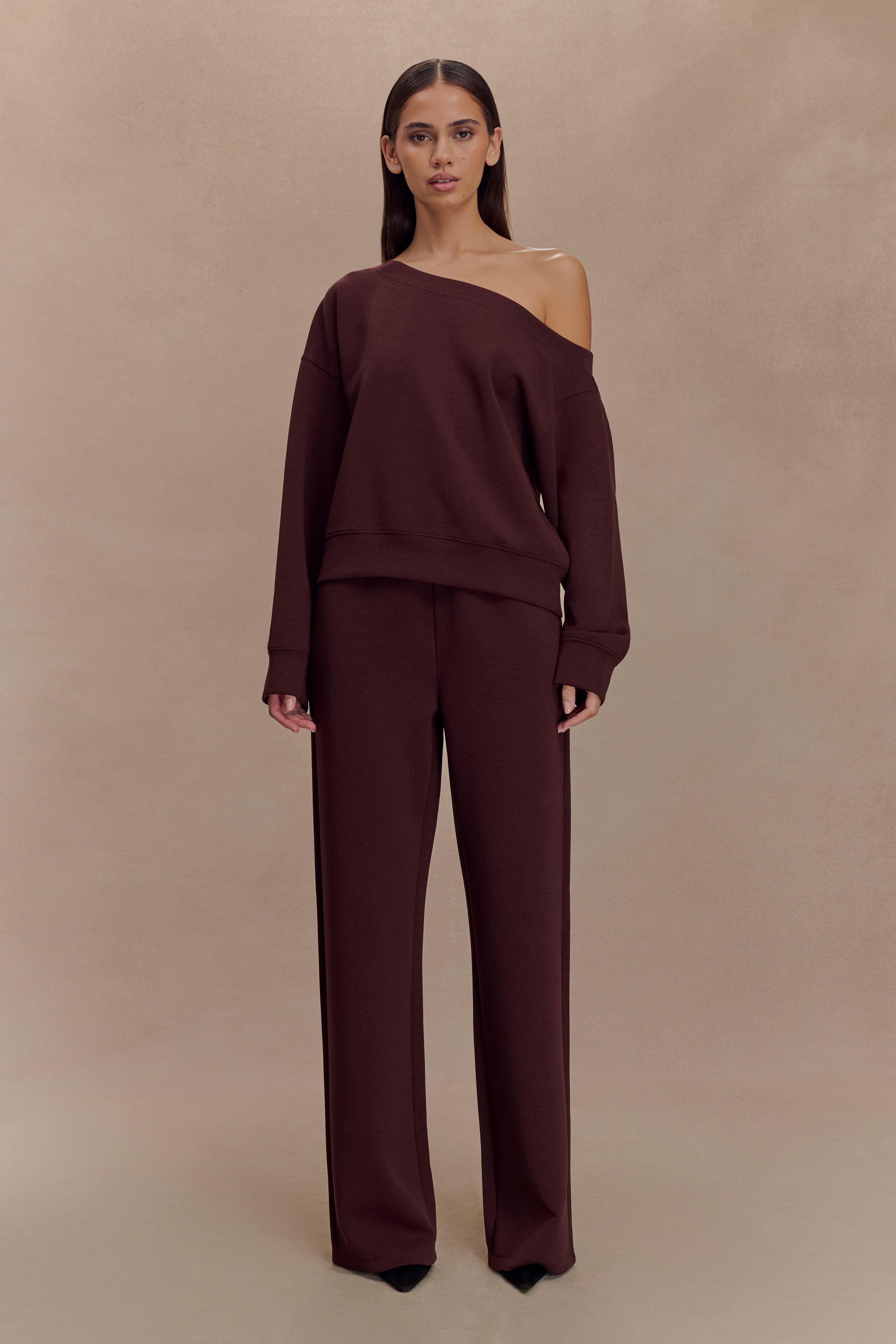 Aiden Slouchy Crew Jumper - Chocolate - Image 6