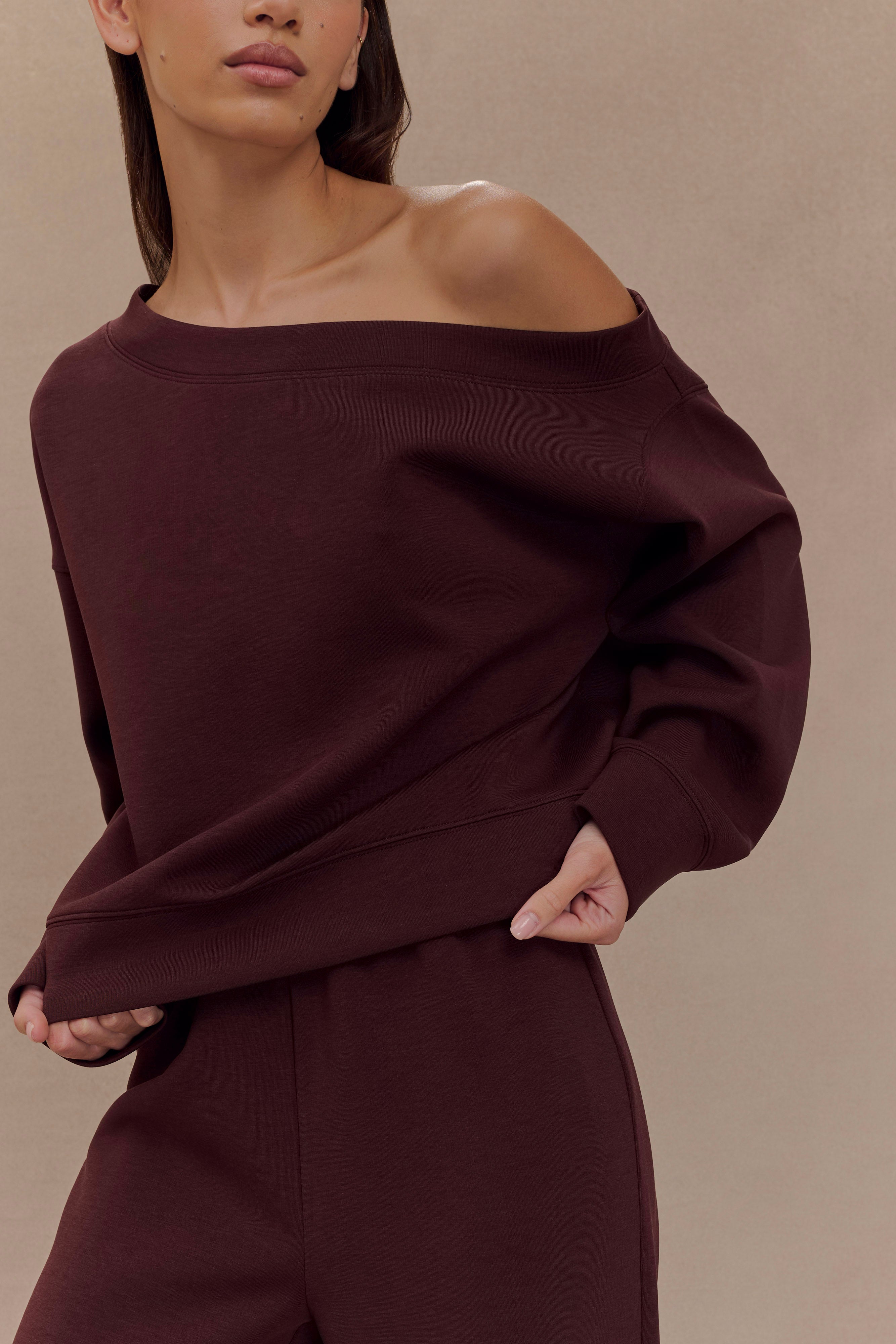 Aiden Slouchy Crew Jumper - Chocolate - Image 3