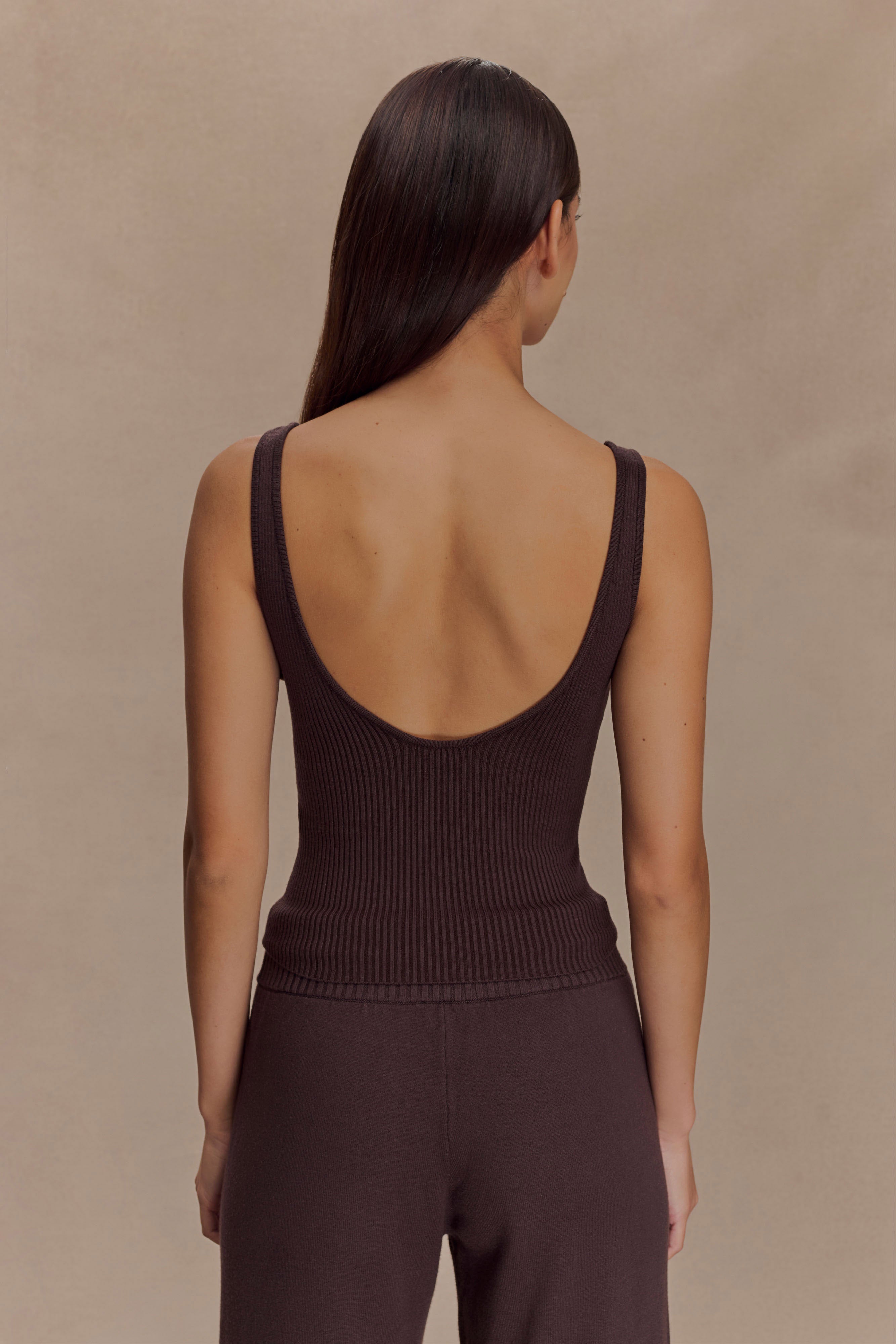 Alternative view of Natalya Ribbed Knit Cami Top - Dark Chocolate