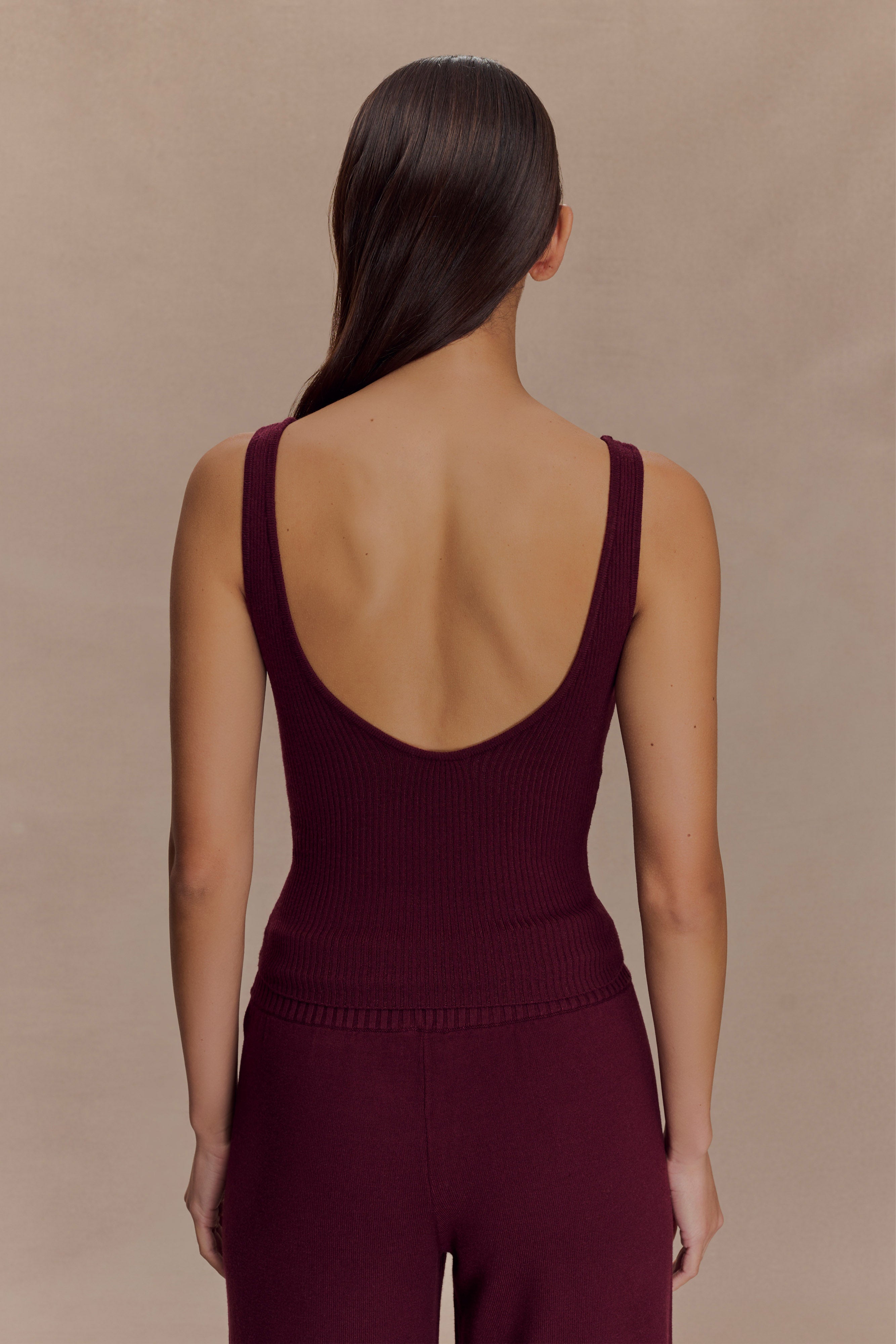 Natalya Ribbed Knit Cami Top - Merlot - Image 2