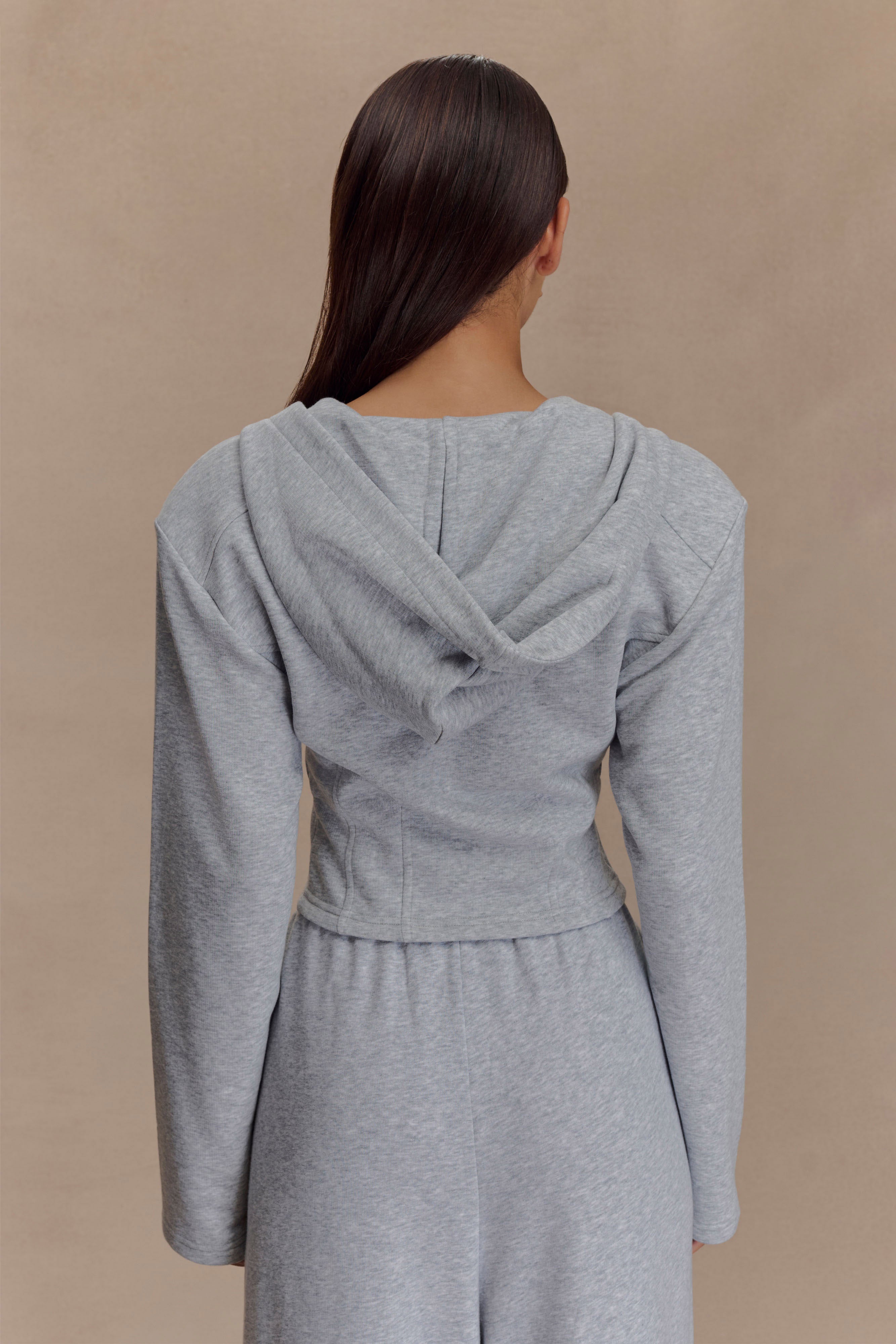 Alternative view of Quinn Zip Up Hoodie - Light Grey Marle