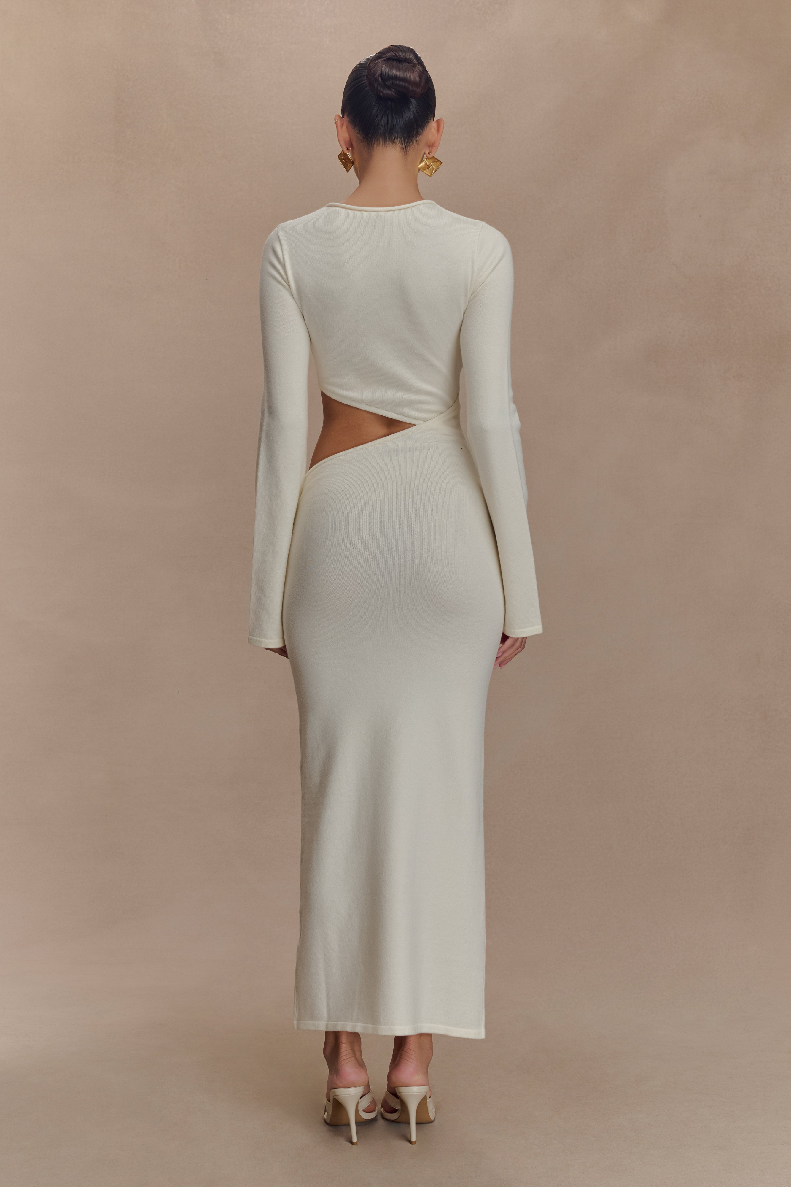 Azariah Long Sleeve Knit Midi Dress - Ivory - Image 2