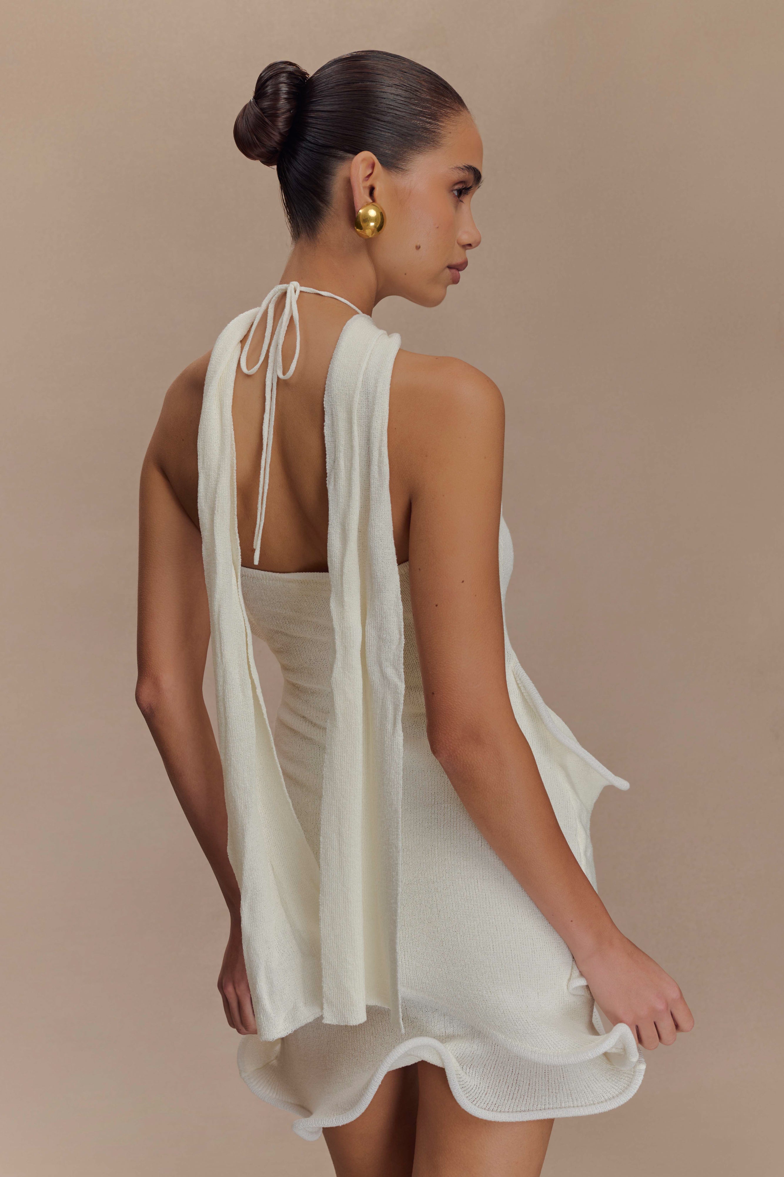 Alternative view of Caprice Halter Knit Mini Dress - White