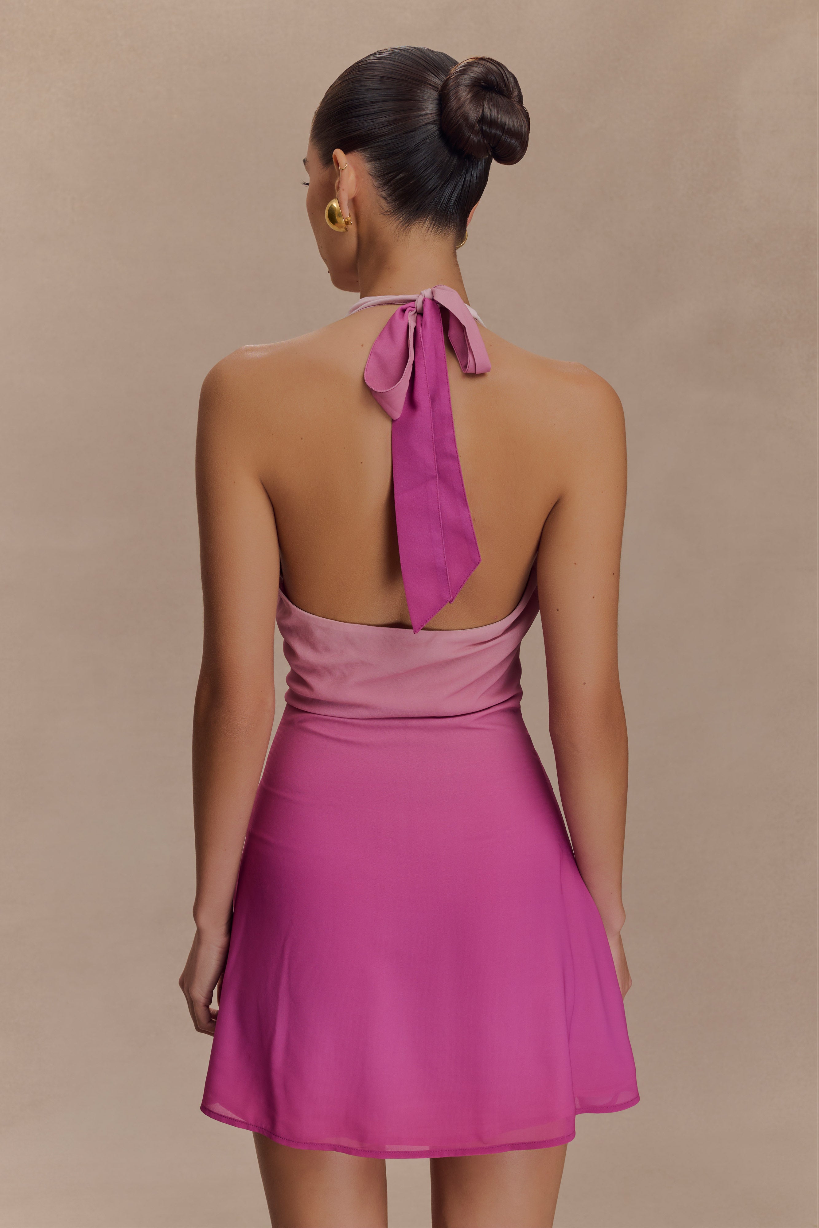 Alternative view of Malakhai Chiffon Halter Mini Dress - Ombre Pink