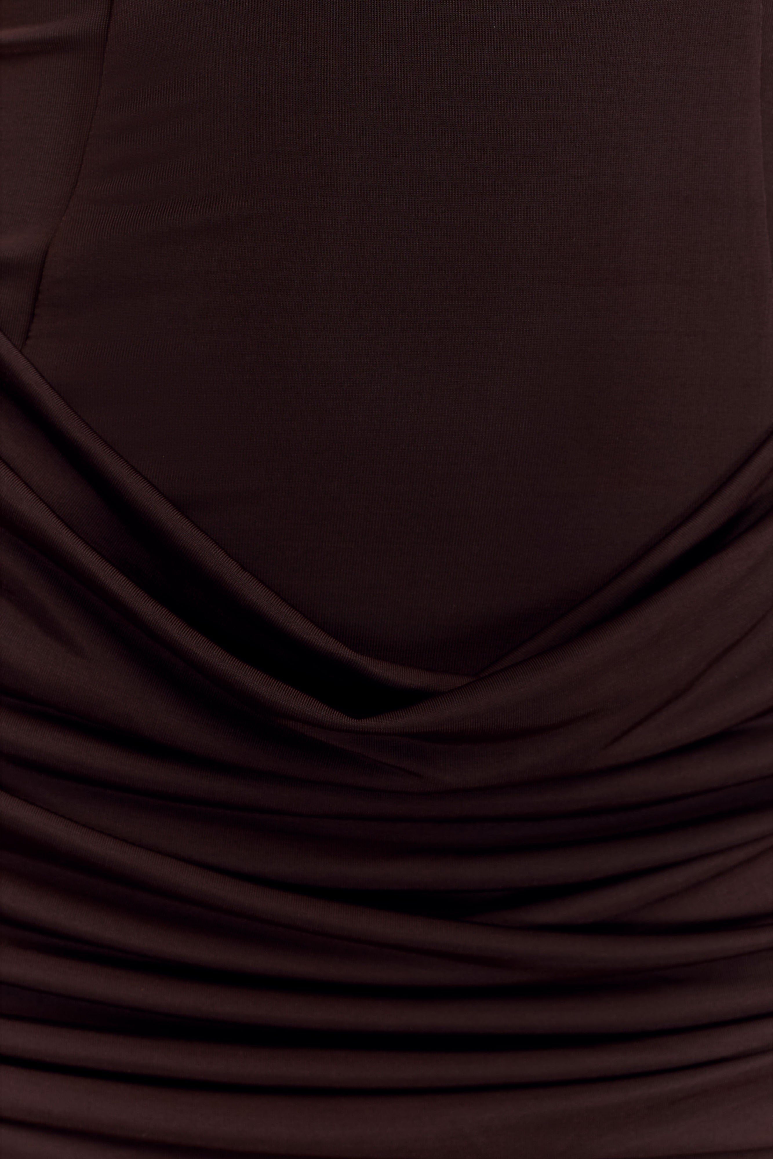 Mattea Slinky And Mesh Mini Dress With Scarf - Dark Chocolate - Image 4