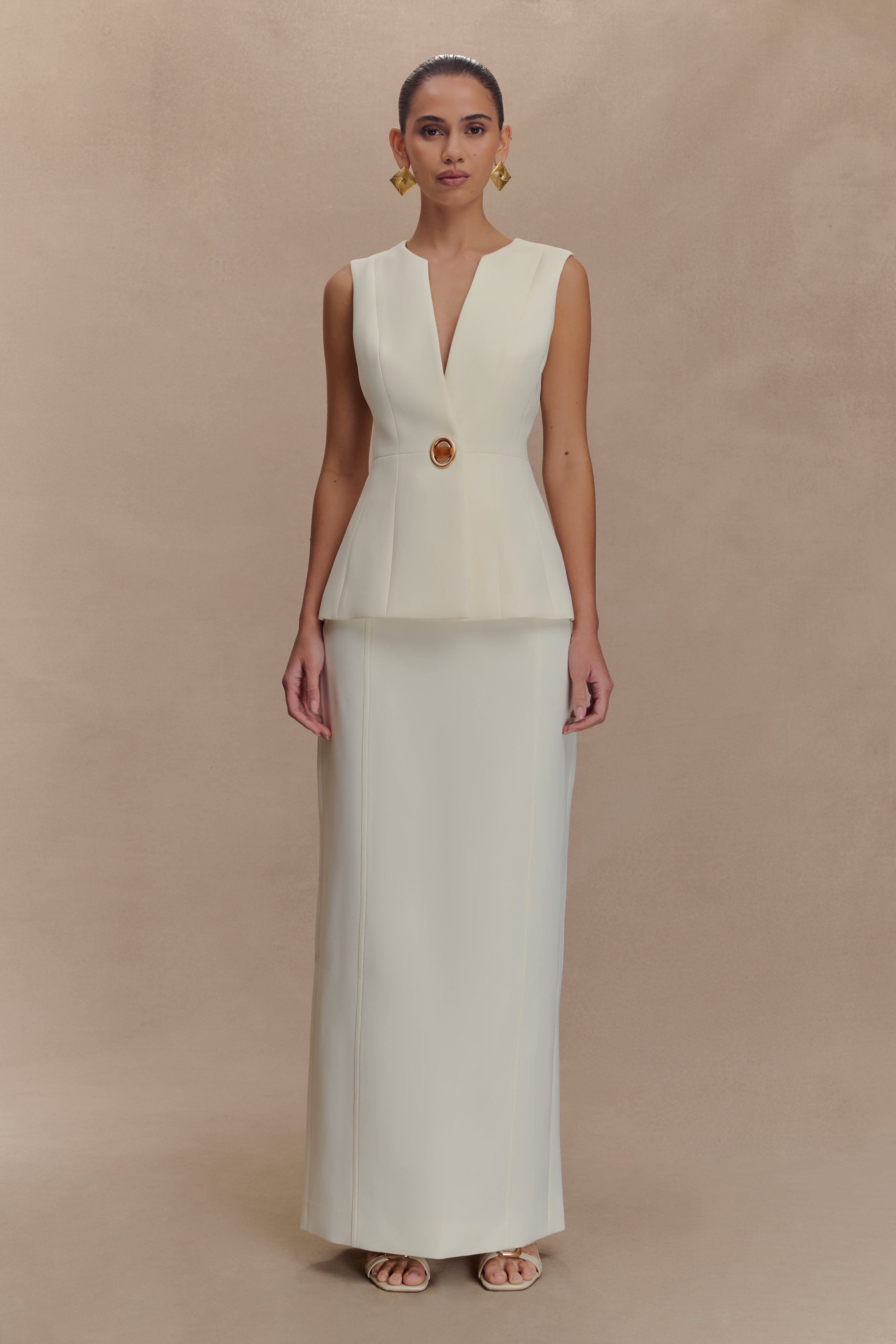 Angelie Suiting Maxi Skirt - Ivory - Image 7