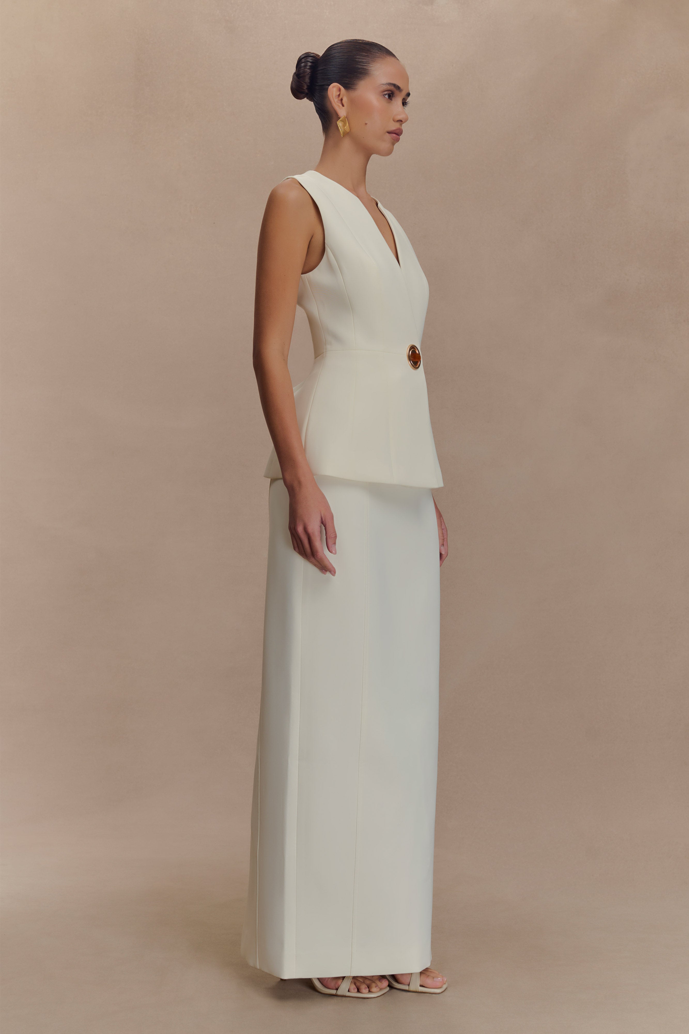 Angelie Suiting Maxi Skirt - Ivory - Image 5