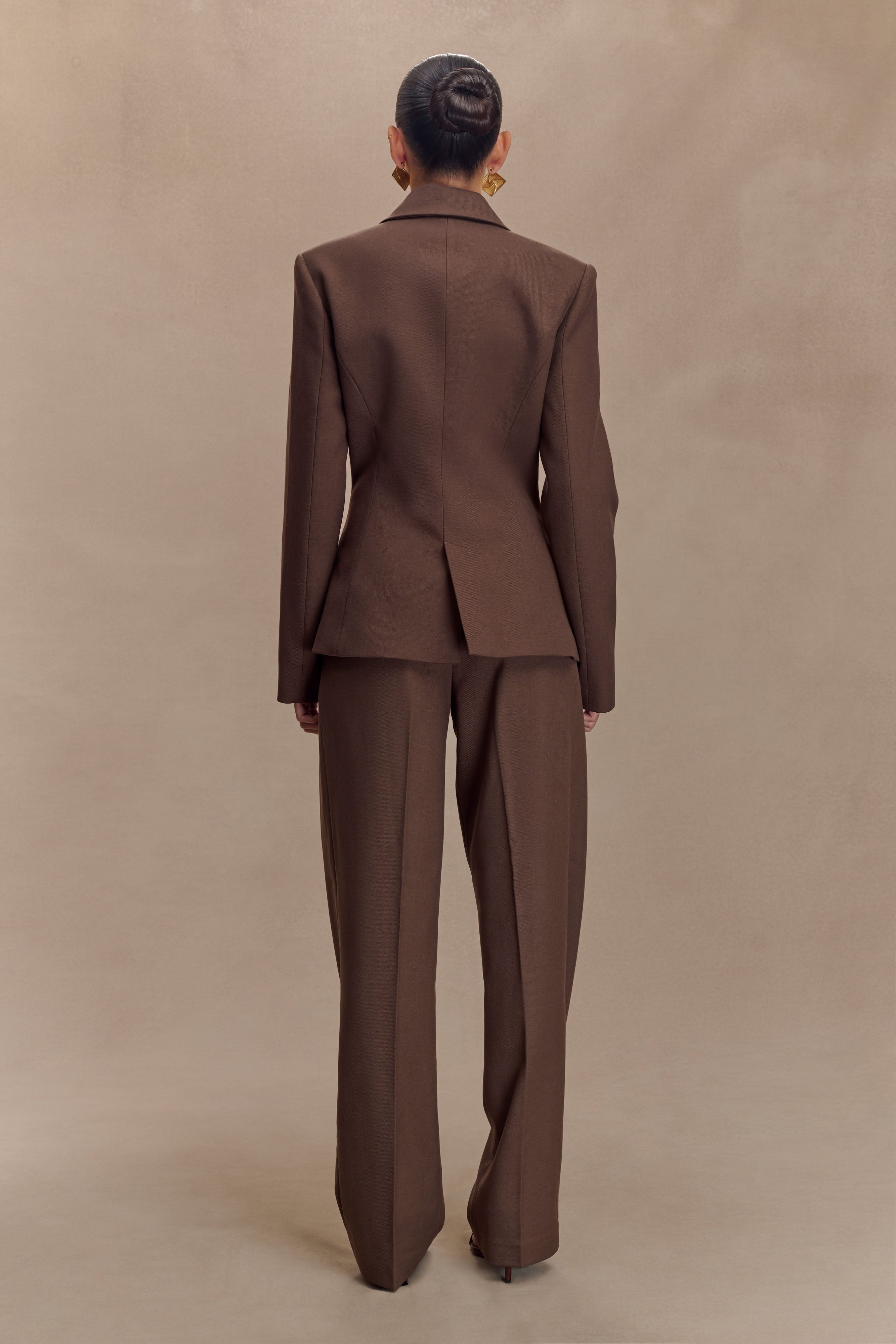 Penelope Pleated High Waisted Pants - Chocolate - Image 6