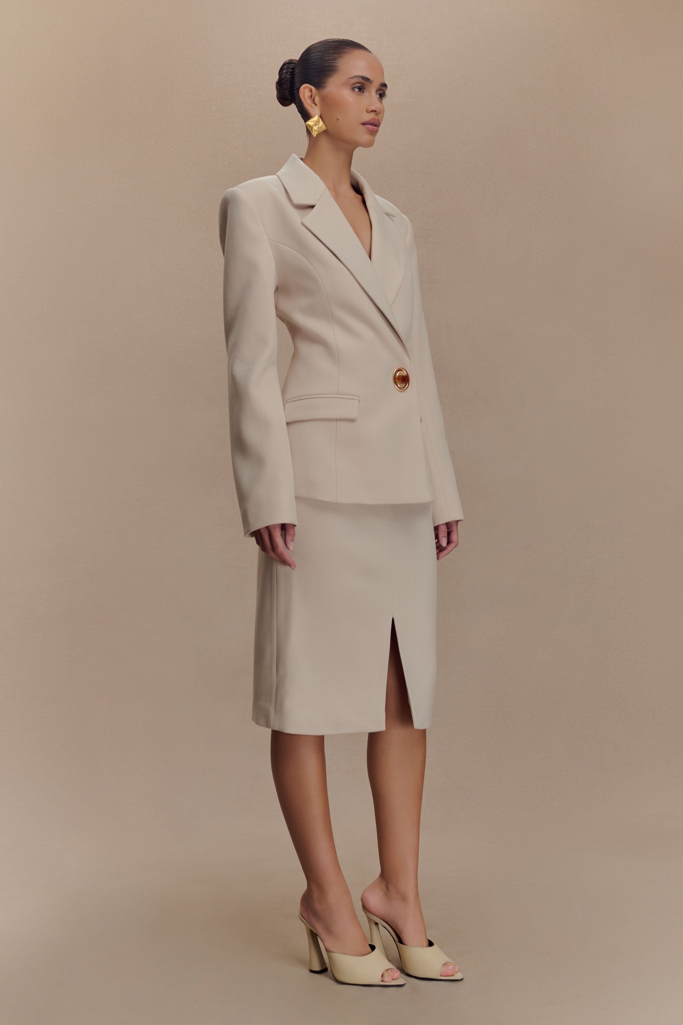 Max Cinched Waist Blazer - Ivory Stone - Image 4