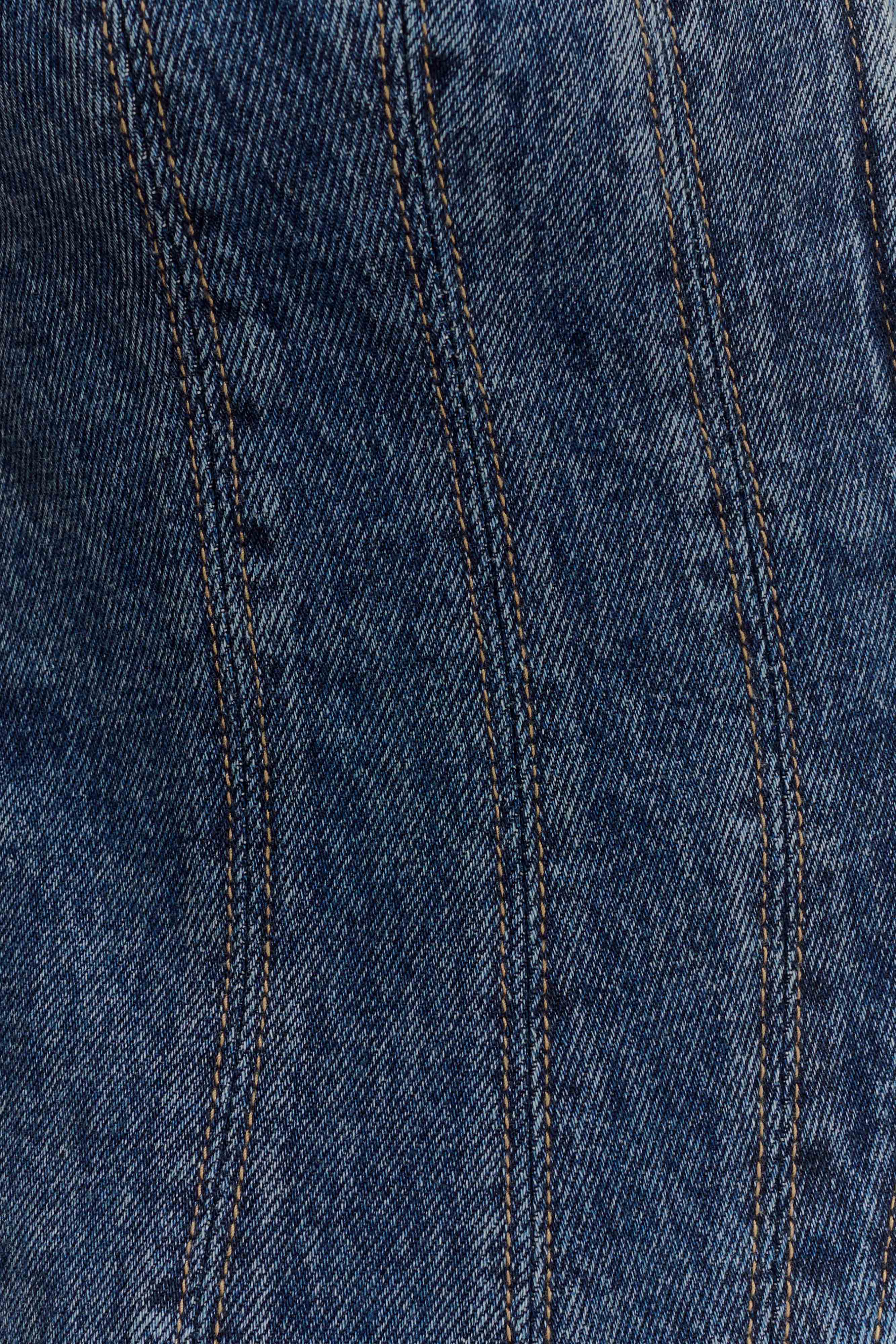 Loretta Cap Sleeve Denim Top - Washed Dark Blue - Image 7