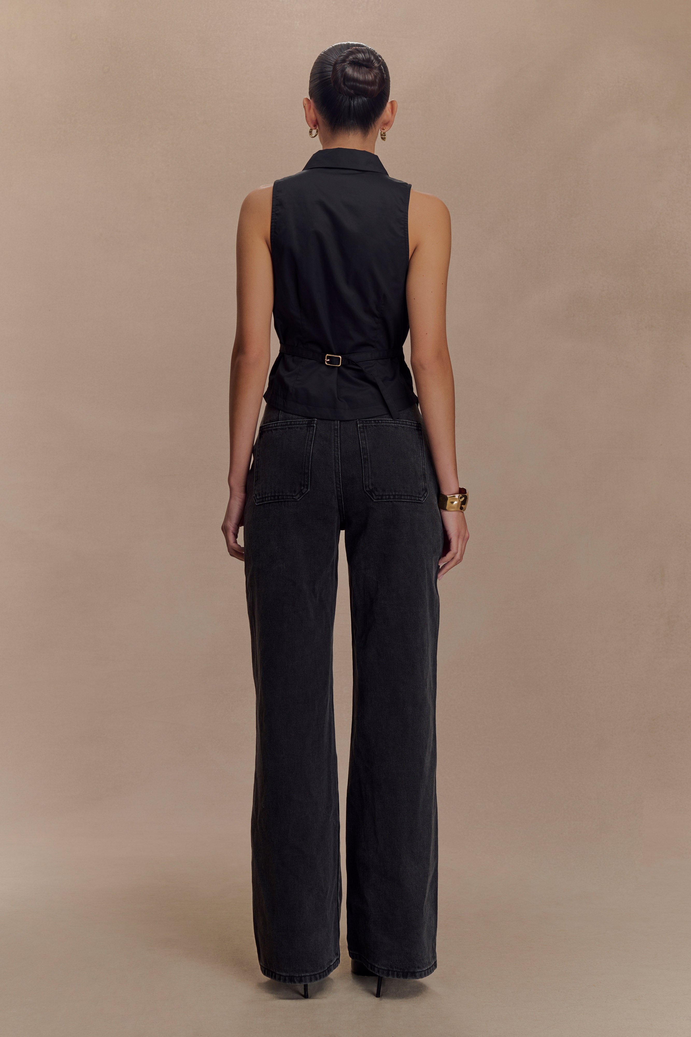 Selene Sleeveless Halter Shirt - Black - Image 5