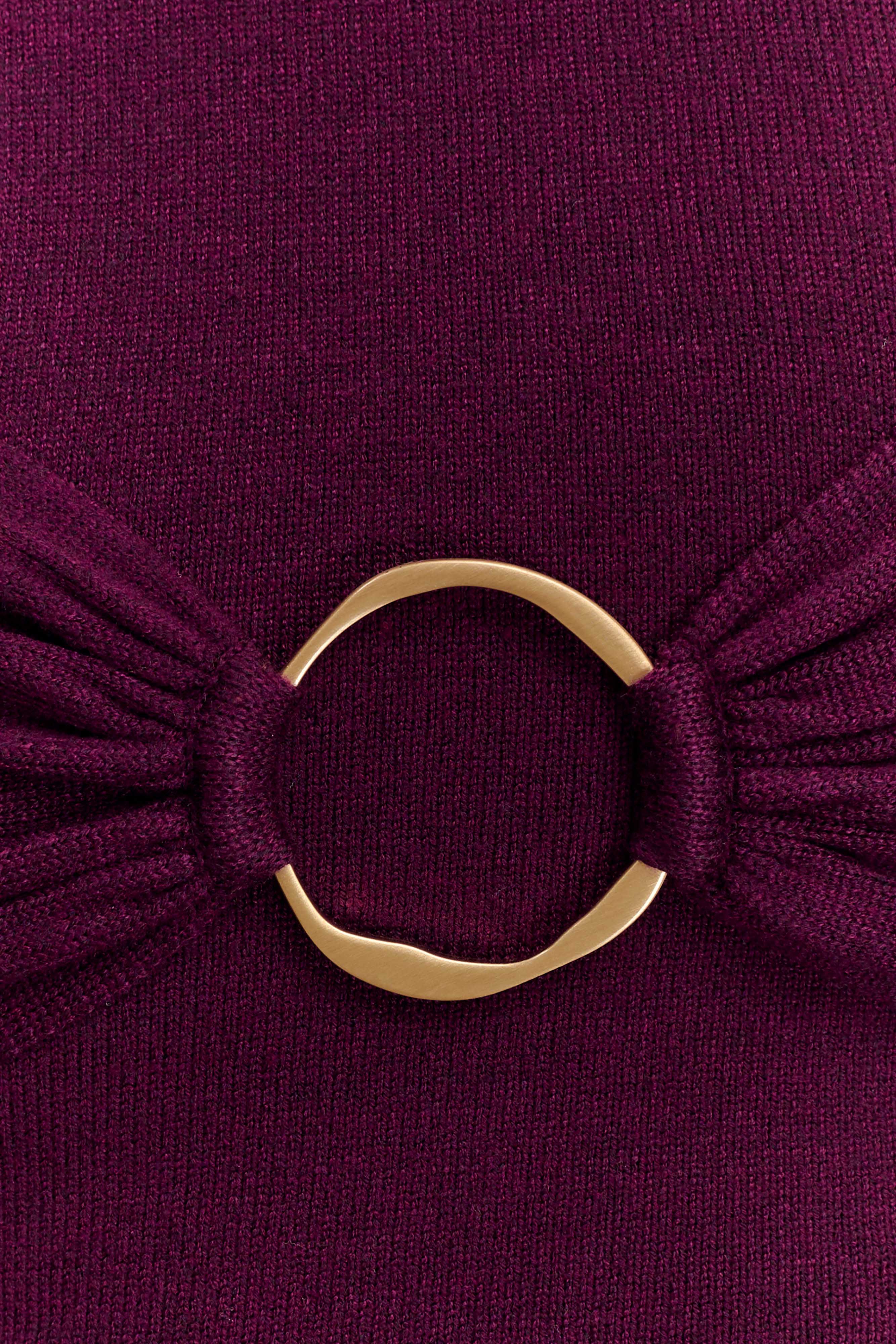 Azariah Long Sleeve Knit Midi Dress - Plum - Image 5