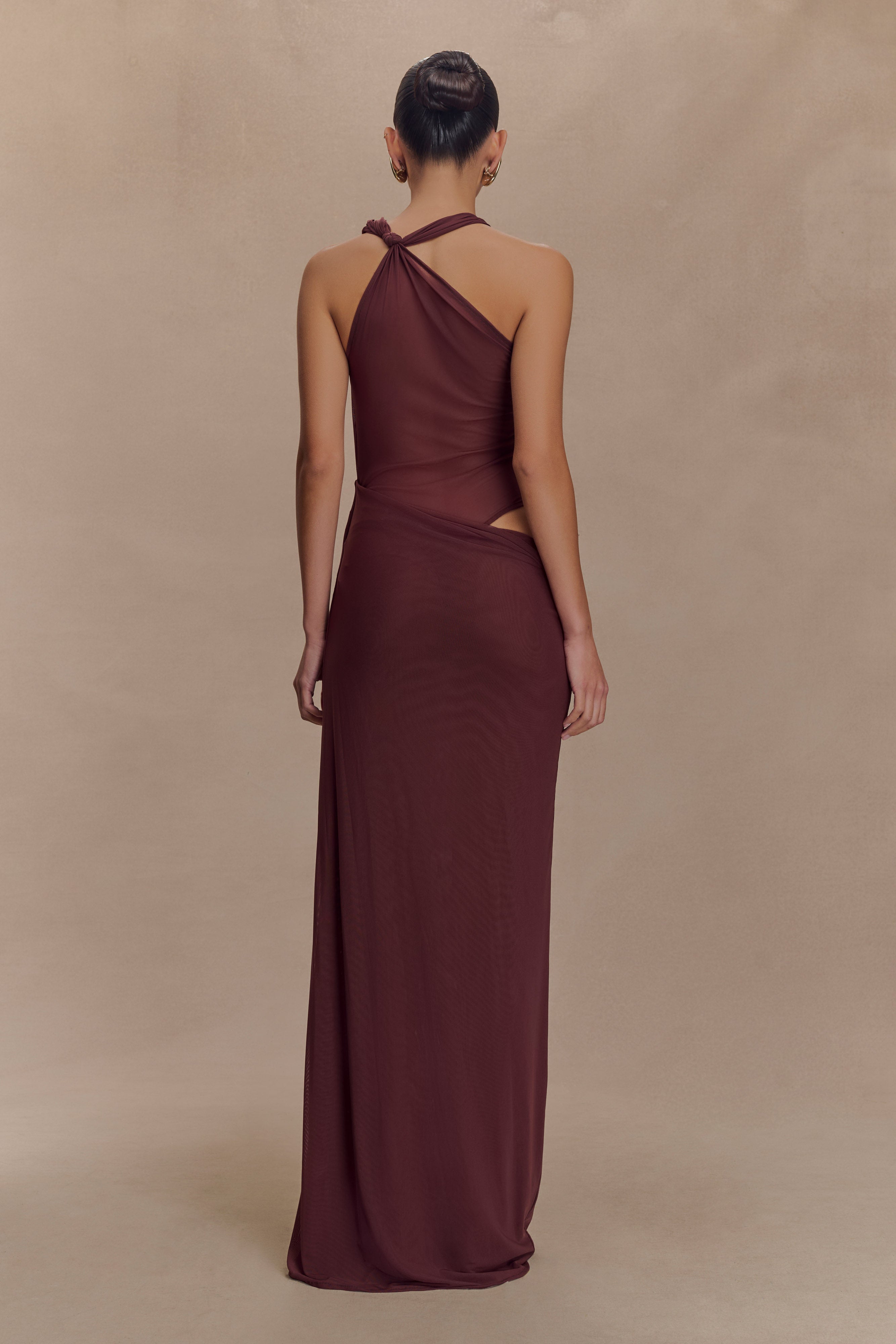 Alternative view of Edwina Knotted Mesh Maxi Dress - Mahogany